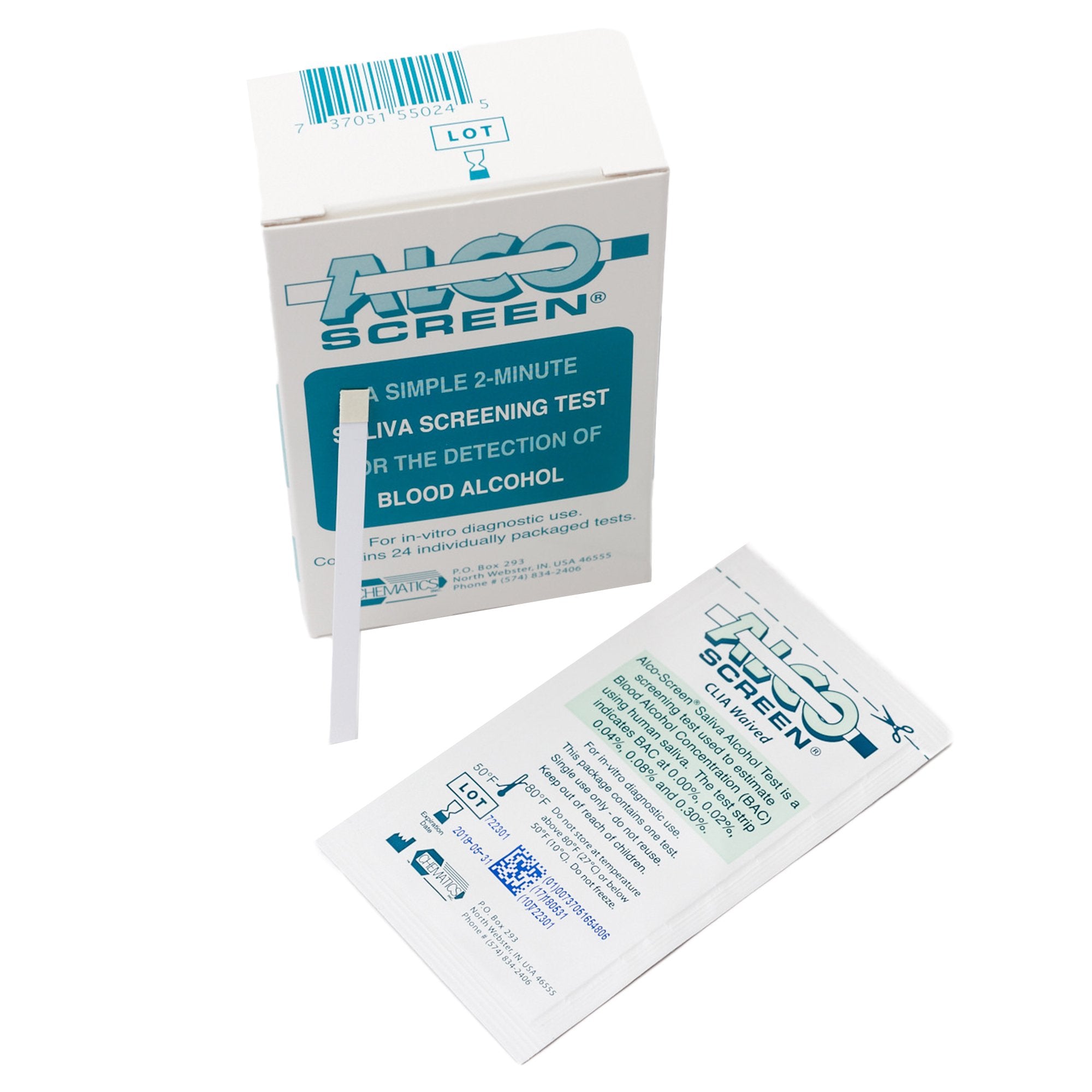 Chematics - Drugs of Abuse Test Kit Alco-Screen® Alcohol Screen 24 Tests CLIA Waived [24/BX]