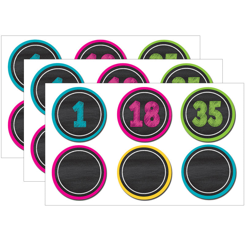 TEACHER CREATED RESOURCES - Chalkboard Brights Numbers Magnetic Accents, 42 Pieces Per Pack, 3 Packs
