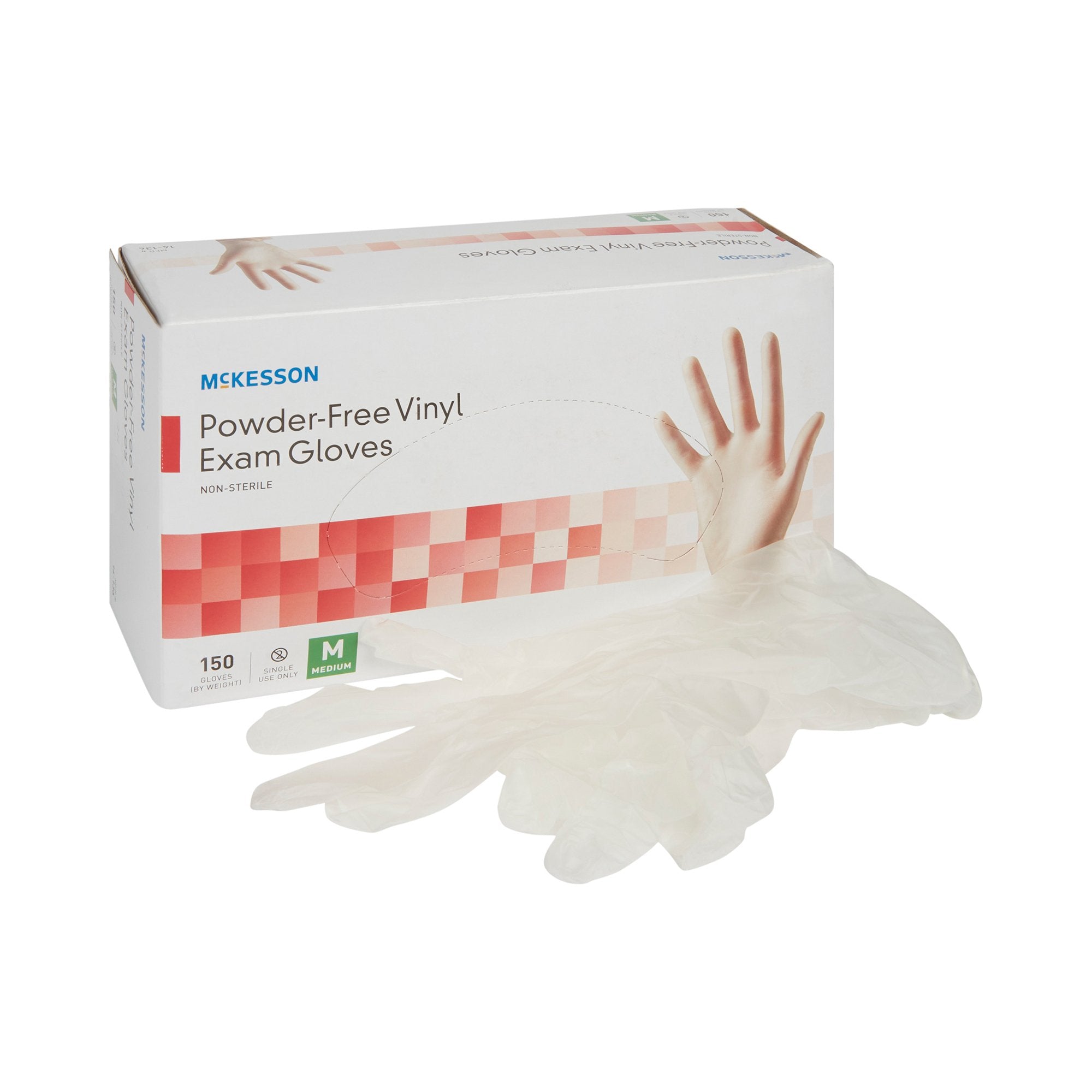 McKesson Brand - Exam Glove McKesson Medium NonSterile Vinyl Standard Cuff Length Smooth Clear Not Rated [150/BX]