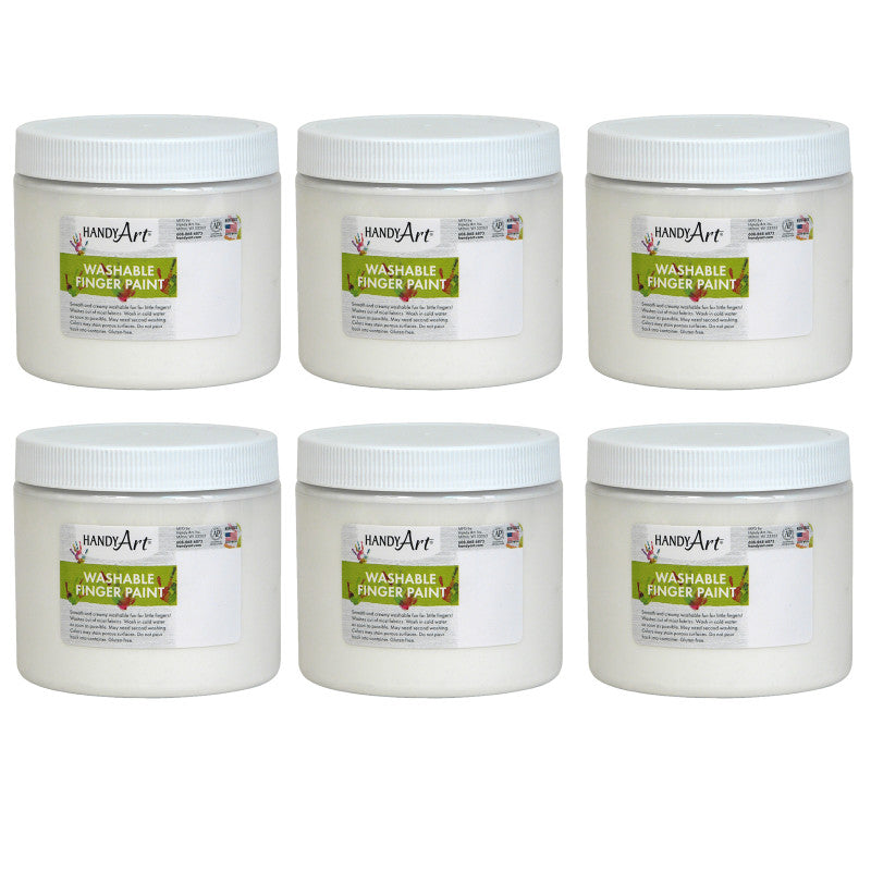HANDY ART - Washable Finger Paint, White, 16 oz, Pack of 6