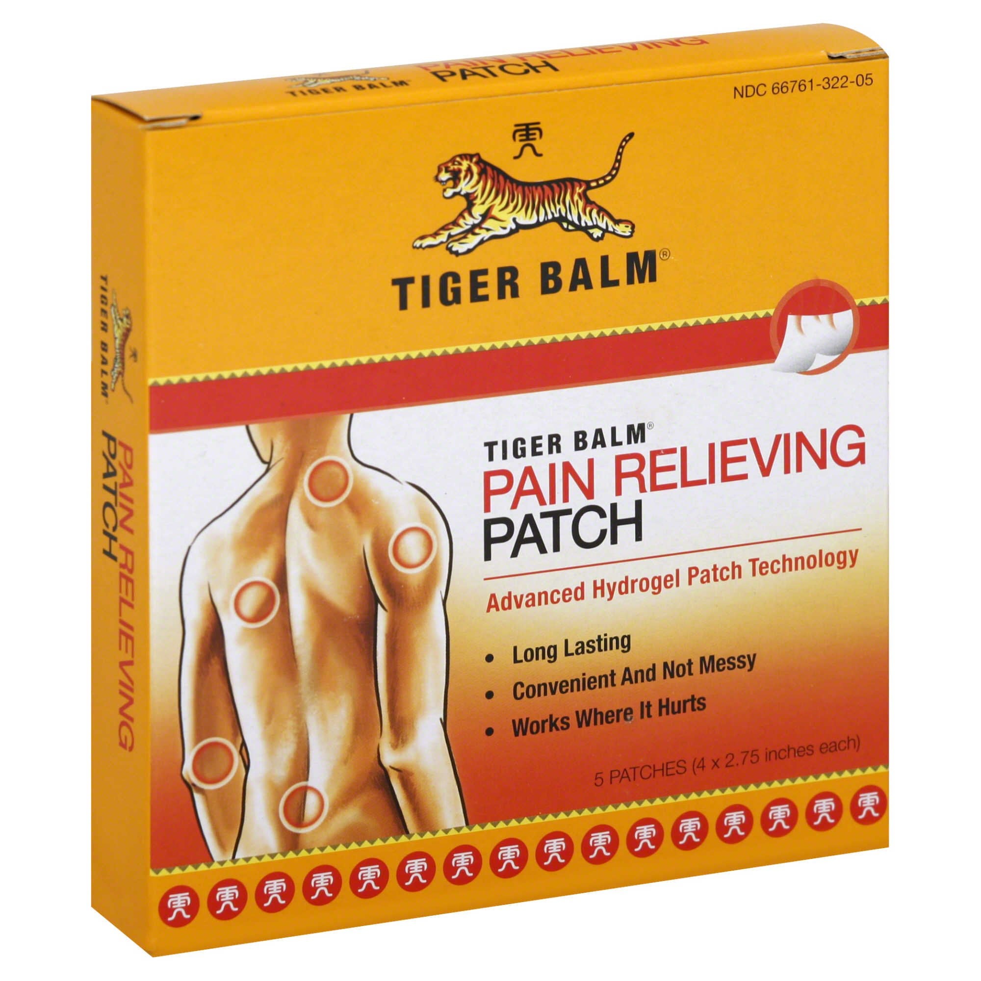 Prince of Peace Enterprises - Topical Pain Relief Tiger Balm® 80 mg - 24 mg - 16 mg Strength Camphor / Menthol / Capsaicin Patch 5 per Box [1/PK]