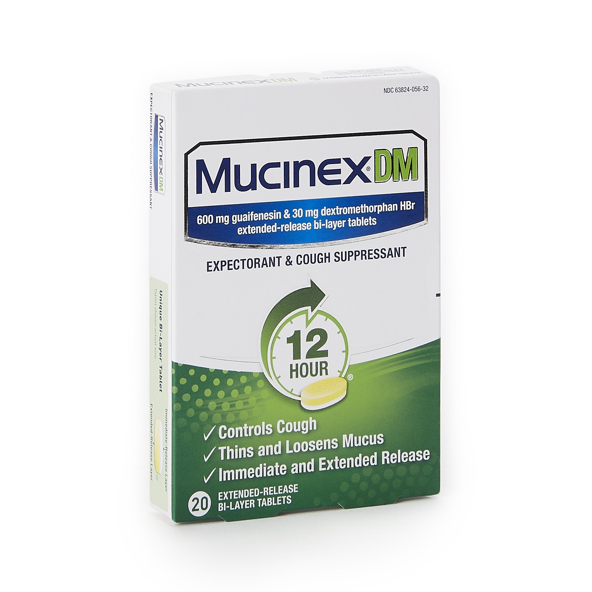 Reckitt Benckiser - Cold and Cough Relief Mucinex® DM 600 mg - 30 mg Strength Tablet 20 per Box [20/BX]