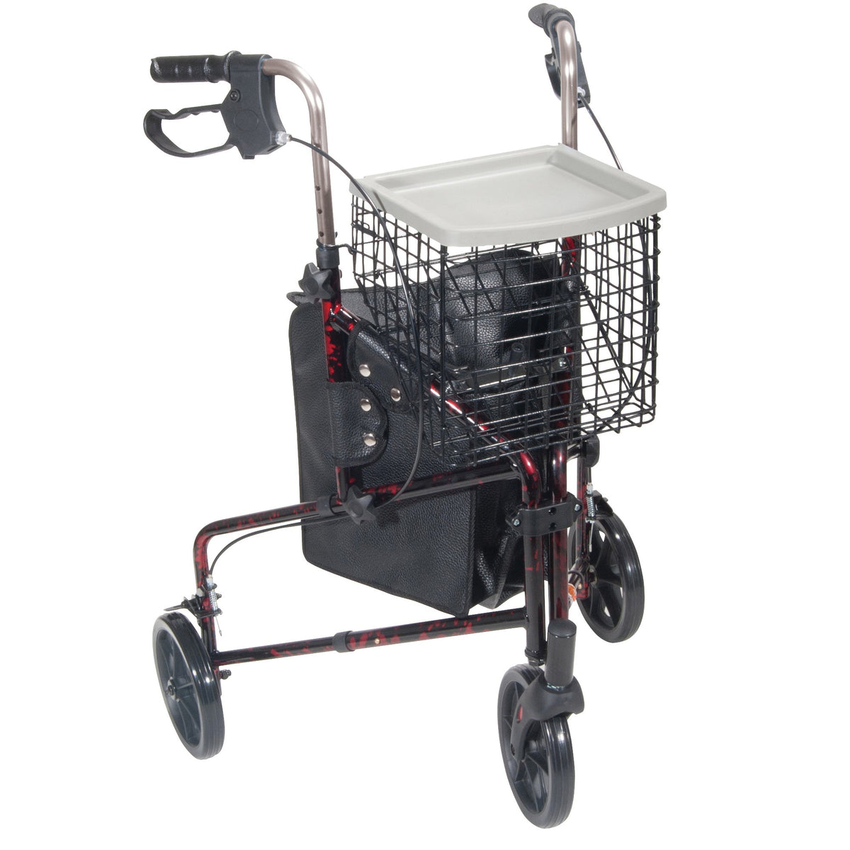 Drive Medical - 3 Wheel Rollator drive™ Deluxe Flame Red Adjustable Height / Folding Aluminum Frame [1/EA]