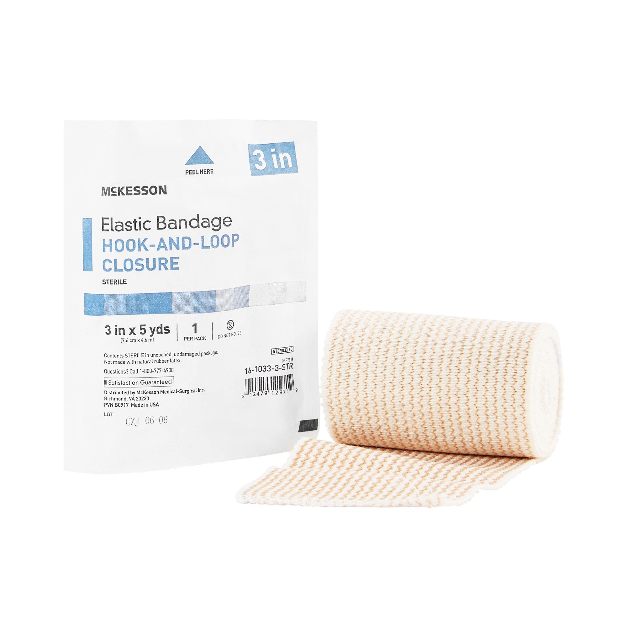 McKesson Brand - Elastic Bandage McKesson 3 Inch X 5 Yard Single Hook and Loop Closure Tan Sterile Standard Compression [1/EA]