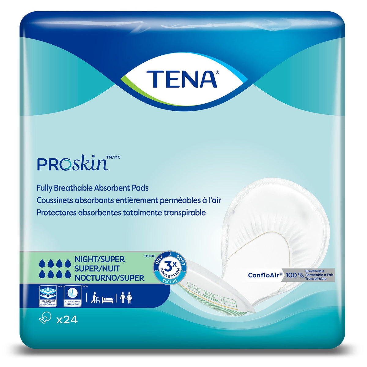 Essity HMS North America Inc - Incontinence Liner TENA ProSkin™ Night Super 27 Inch Length Heavy Absorbency Dry-Fast Core™ One Size Fits Most [1/PK]