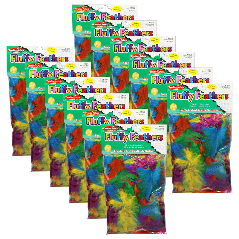 CHARLES LEONARD - Creative Arts™ Turkey Feathers, Hot Colors, 14 Grams Per Pack, 12 Packs
