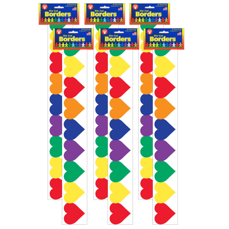 HYGLOSS - Multi-Color Hearts Border, 36 Feet Per Pack, 6 Packs