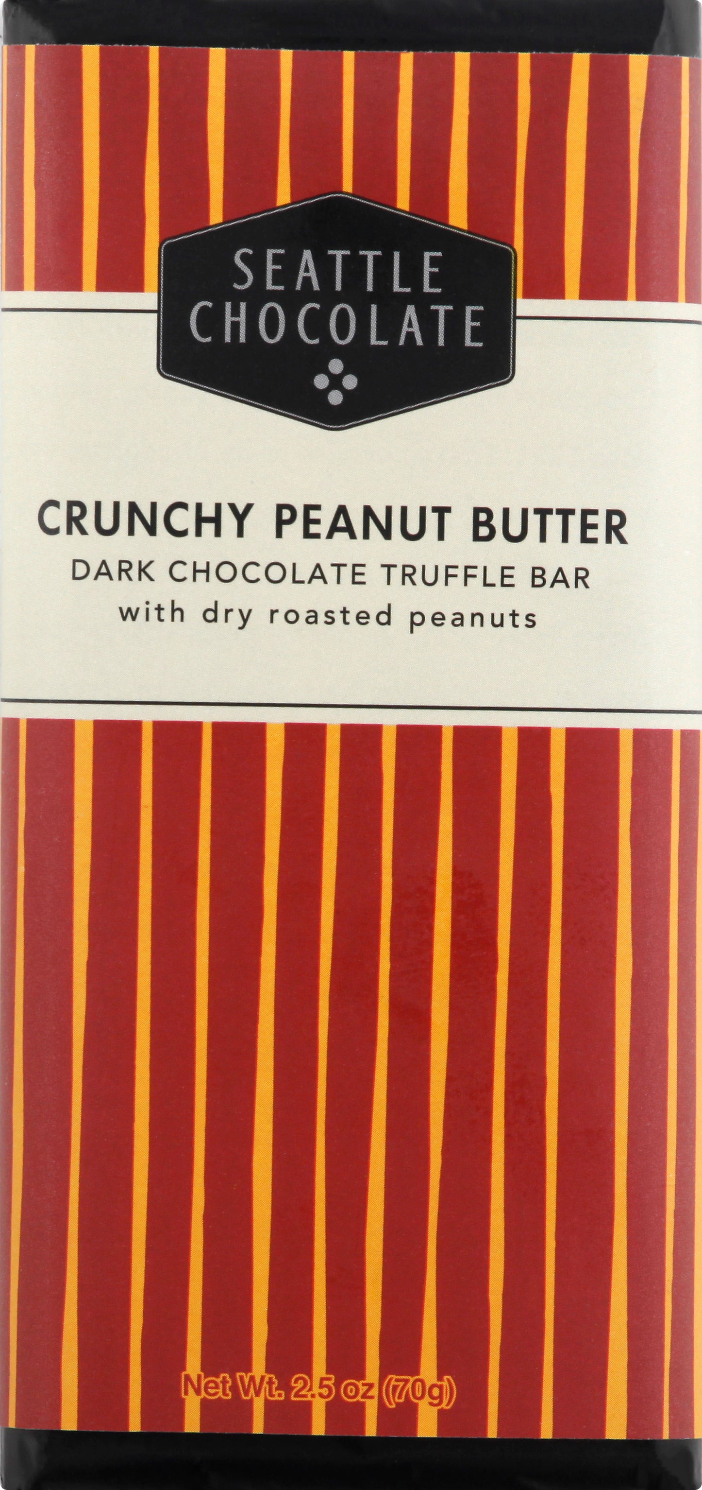 Seattle Chocolates Crunchy Peanut Butter Dark Chocolate Truffle Bar 2.5 oz - Case of 12