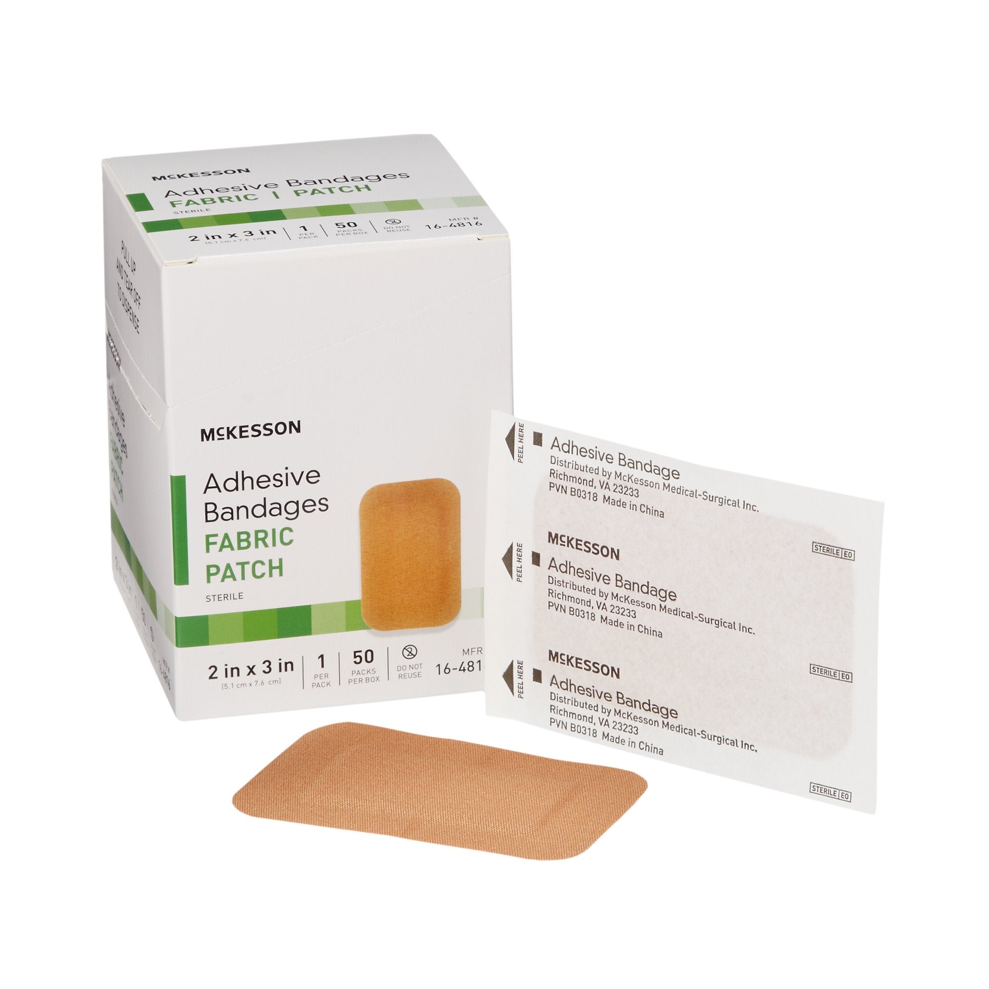 McKesson Brand - Adhesive Strip McKesson 2 X 3 Inch Fabric Rectangle Tan Sterile [50/BX]