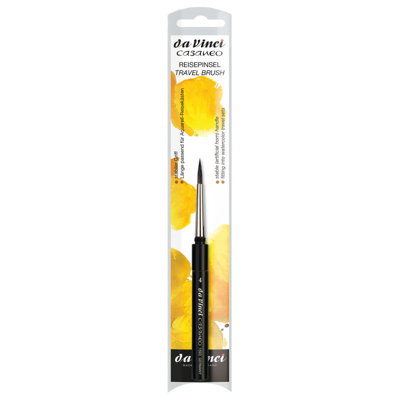 CASANEO Travel Pocket Brush, Extra Soft Synthetic, Watercolor, Round, Series 1593TP, Size 4