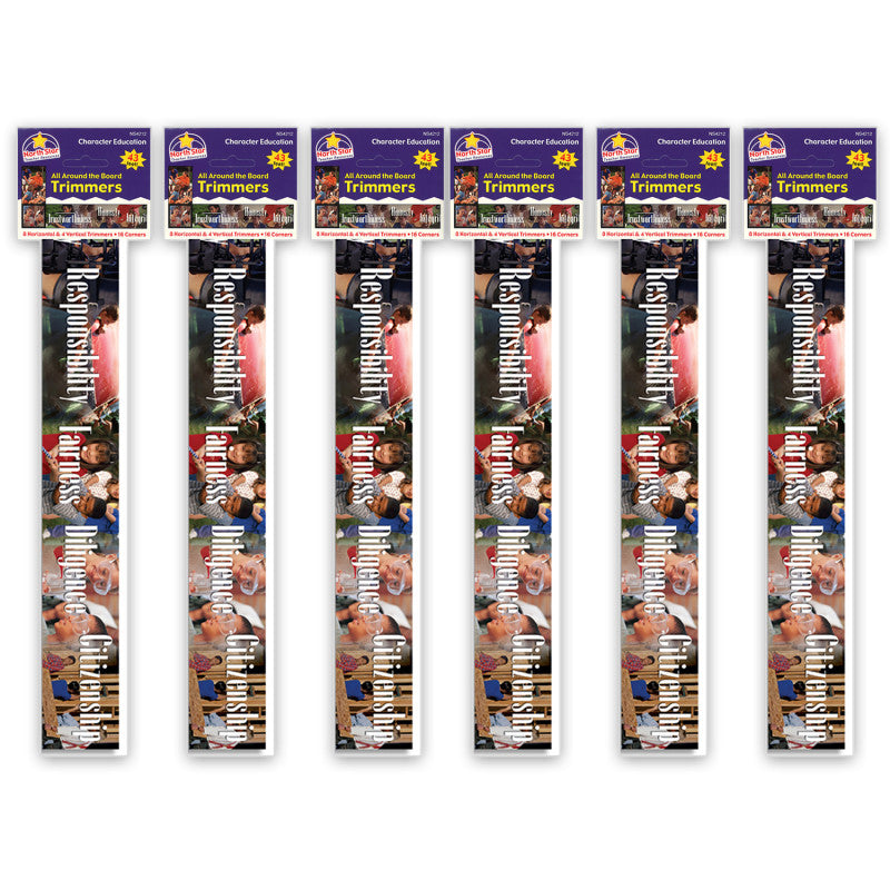 NORTH STAR TEACHER RESOURCES - All Around the Board Trimmers, Character Education, 43 Feet Per Pack, 6 Packs