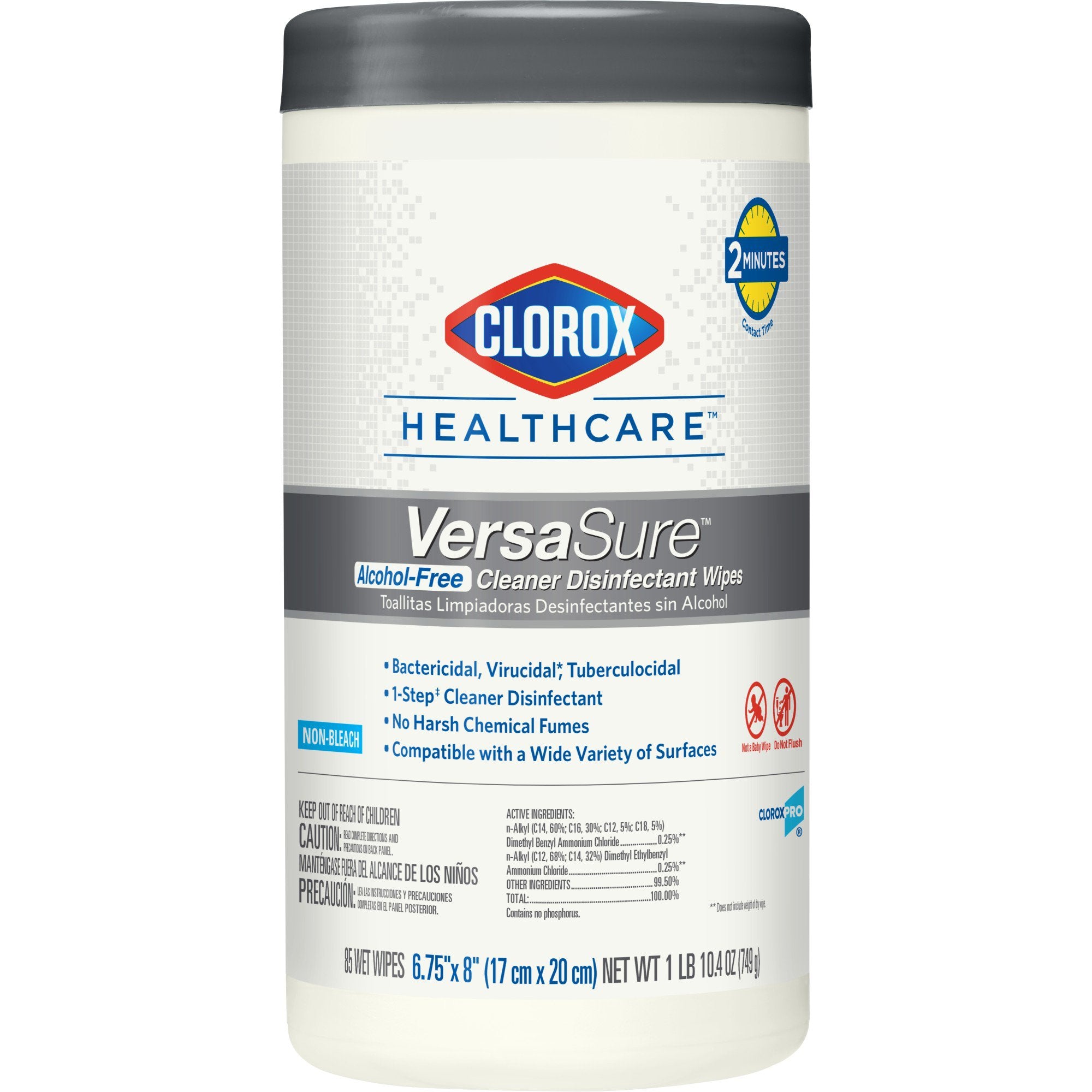 The Clorox Company - Clorox Healthcare® VersaSure™ Surface Disinfectant Cleaner Premoistened Quaternary Based Manual Pull Wipe 85 Count Canister Scented NonSterile [1/CT]