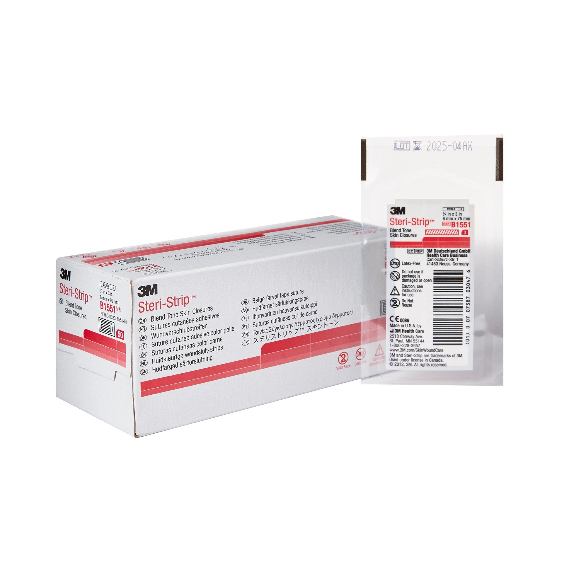 Solventum Corporation - Skin Closure Strip Steri-Strip™ 1/4 X 3 Inch Nonwoven Material Flexible Strip Tan [50/BX]