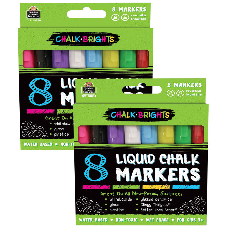 TEACHER CREATED RESOURCES - Chalk Brights Liquid Chalk Markers, 8 Per Pack, 2 Packs