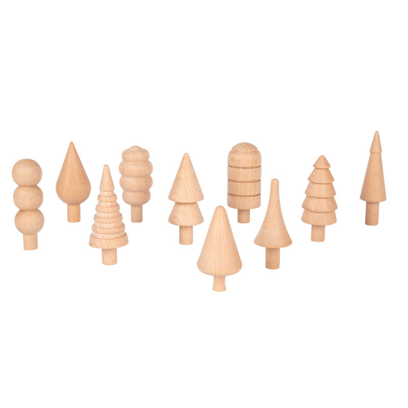TICKIT - Woodland Trees Set - Set of 10 - For Ages 10m+ - Wooden Trees for Kids - 10 Different Shapes - Loose Parts Wooden Toys for Toddlers