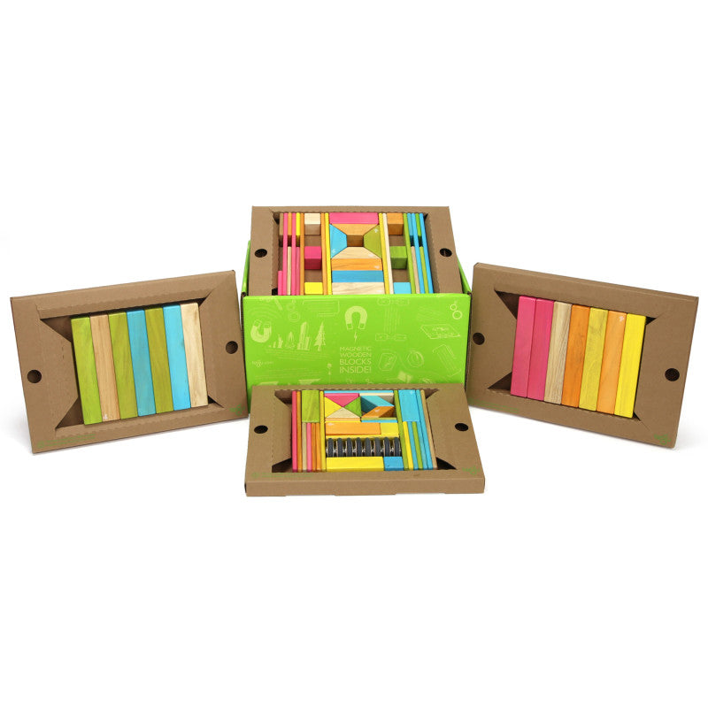 TEGU - Magnetic Wooden Blocks, 90-Piece Classroom Kit, Tints