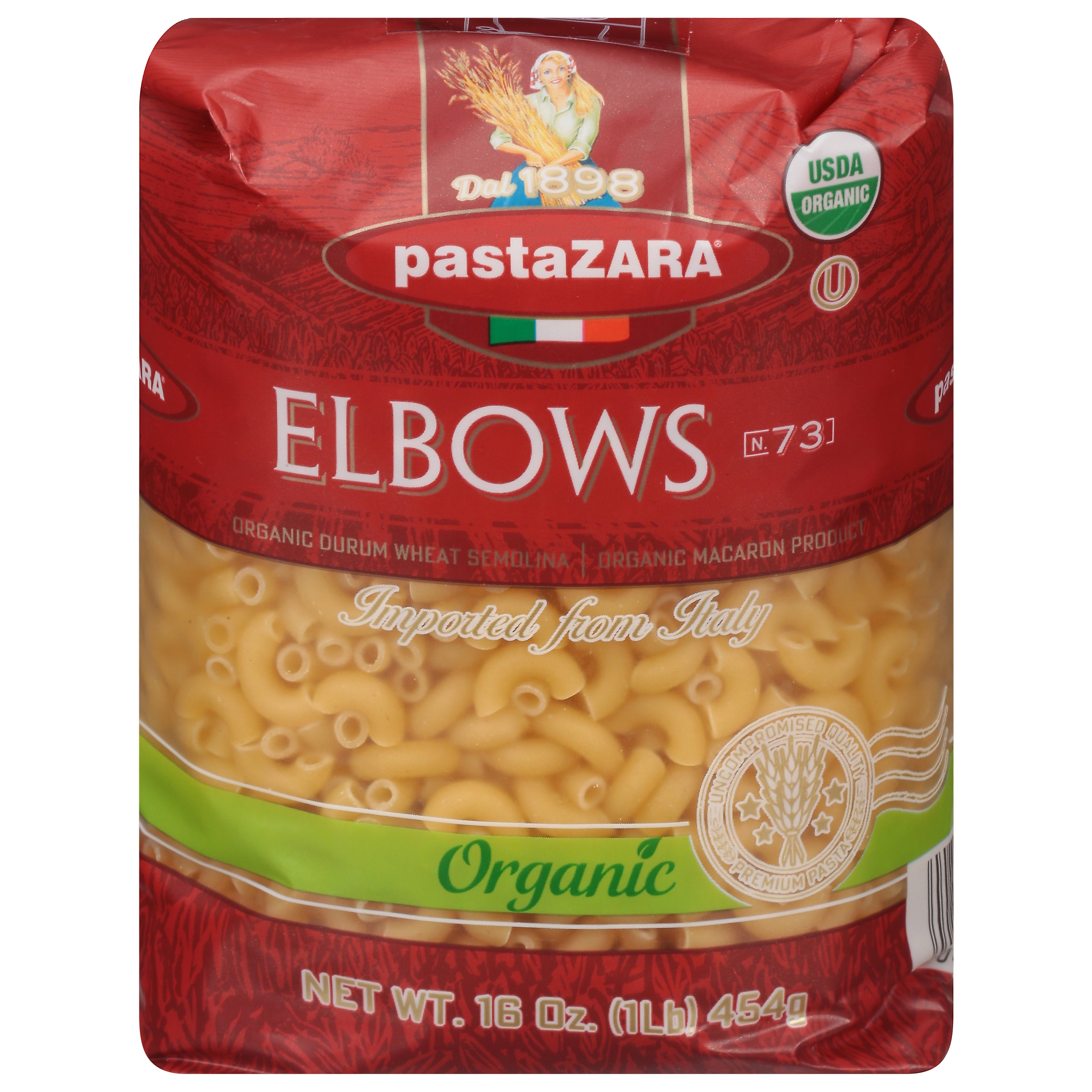 Pasta Zara No. 73 Organic Elbows 16 oz - Case of 10