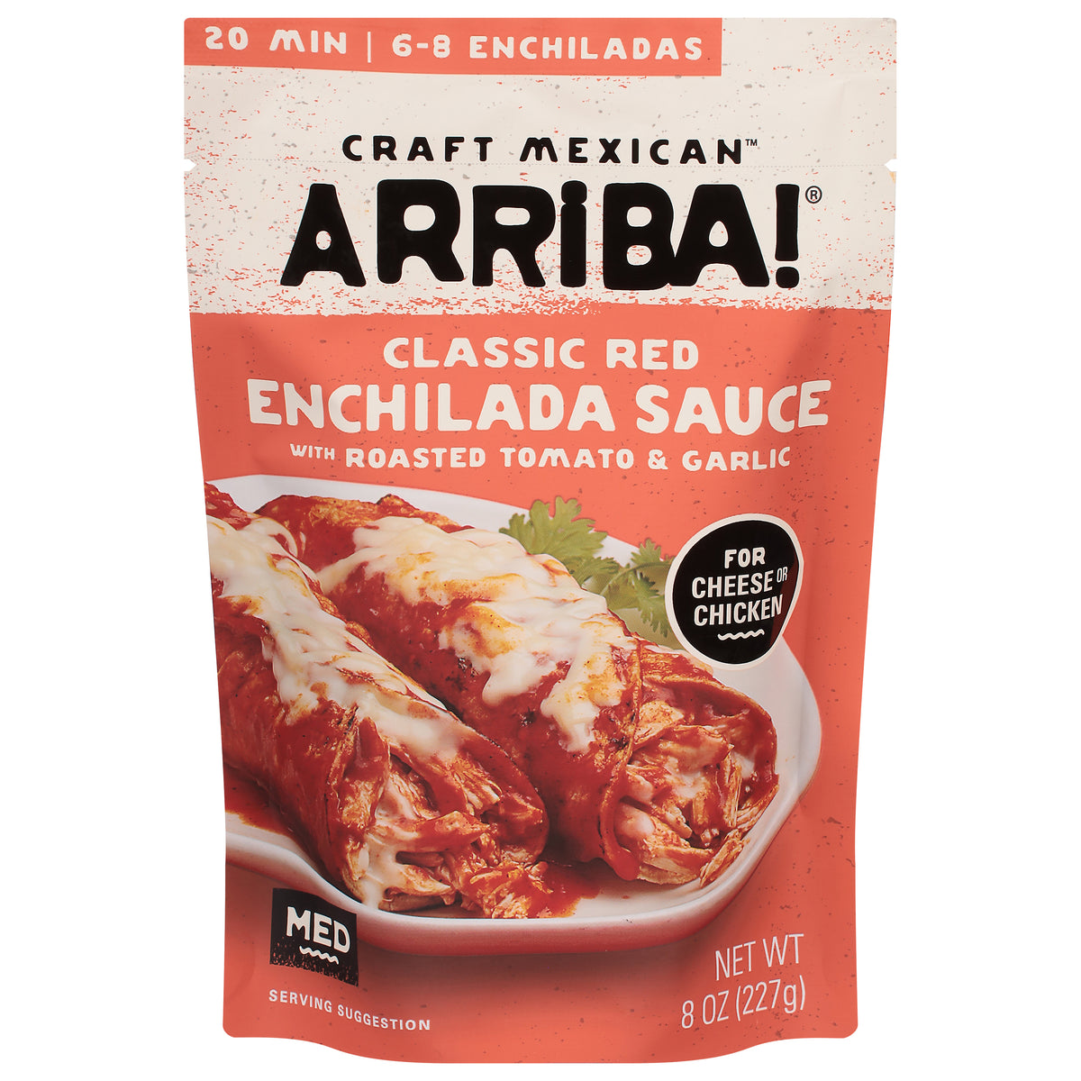 Arriba! Craft Mexican Med Classic Red Enchilada Sauce with Roasted Tomato & Garlic 8 oz - Case of 6