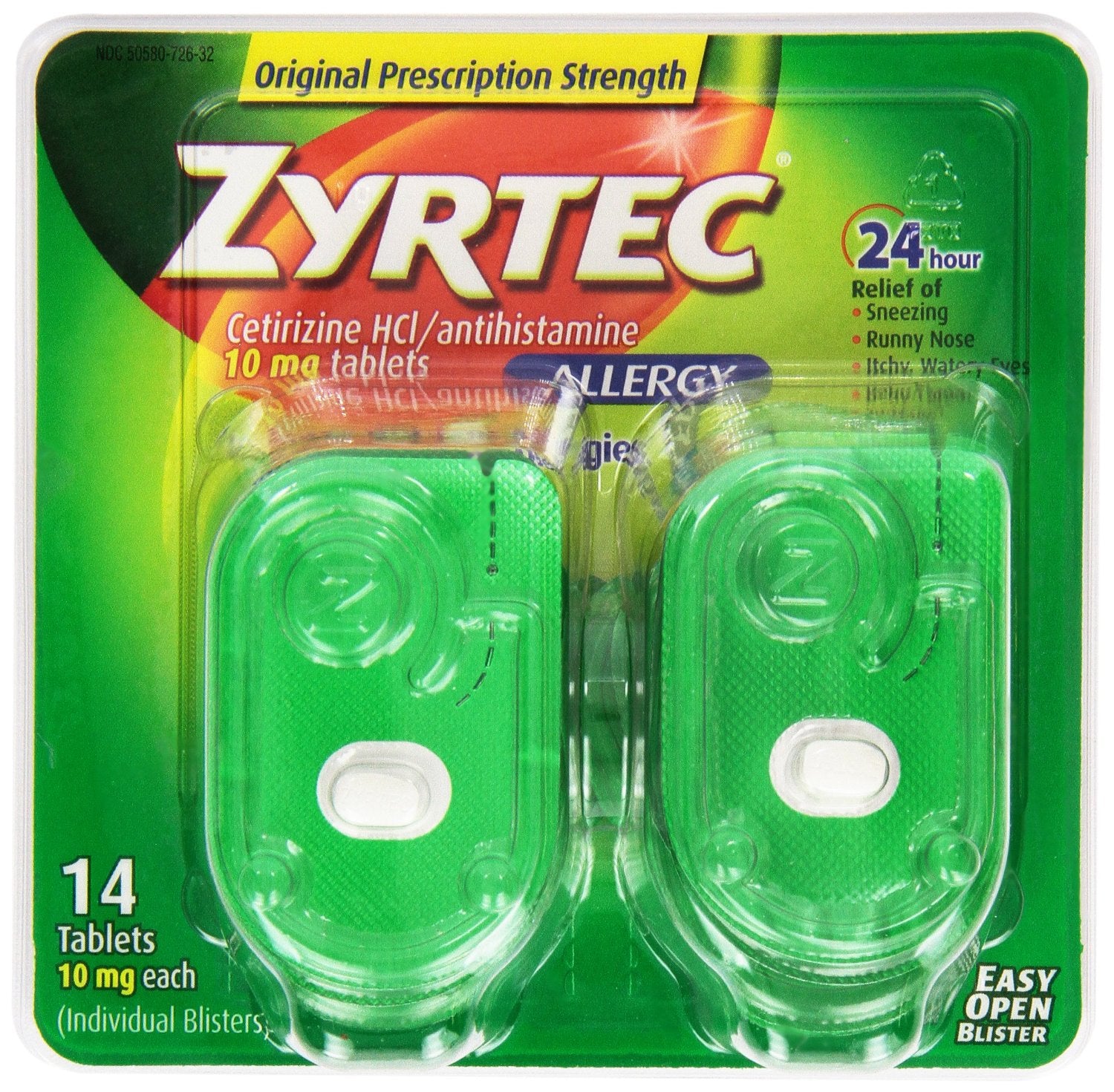 J & J Sales - Allergy Relief Zyrtec® 10 mg Strength Tablet 14 per Bottle [1/BT]