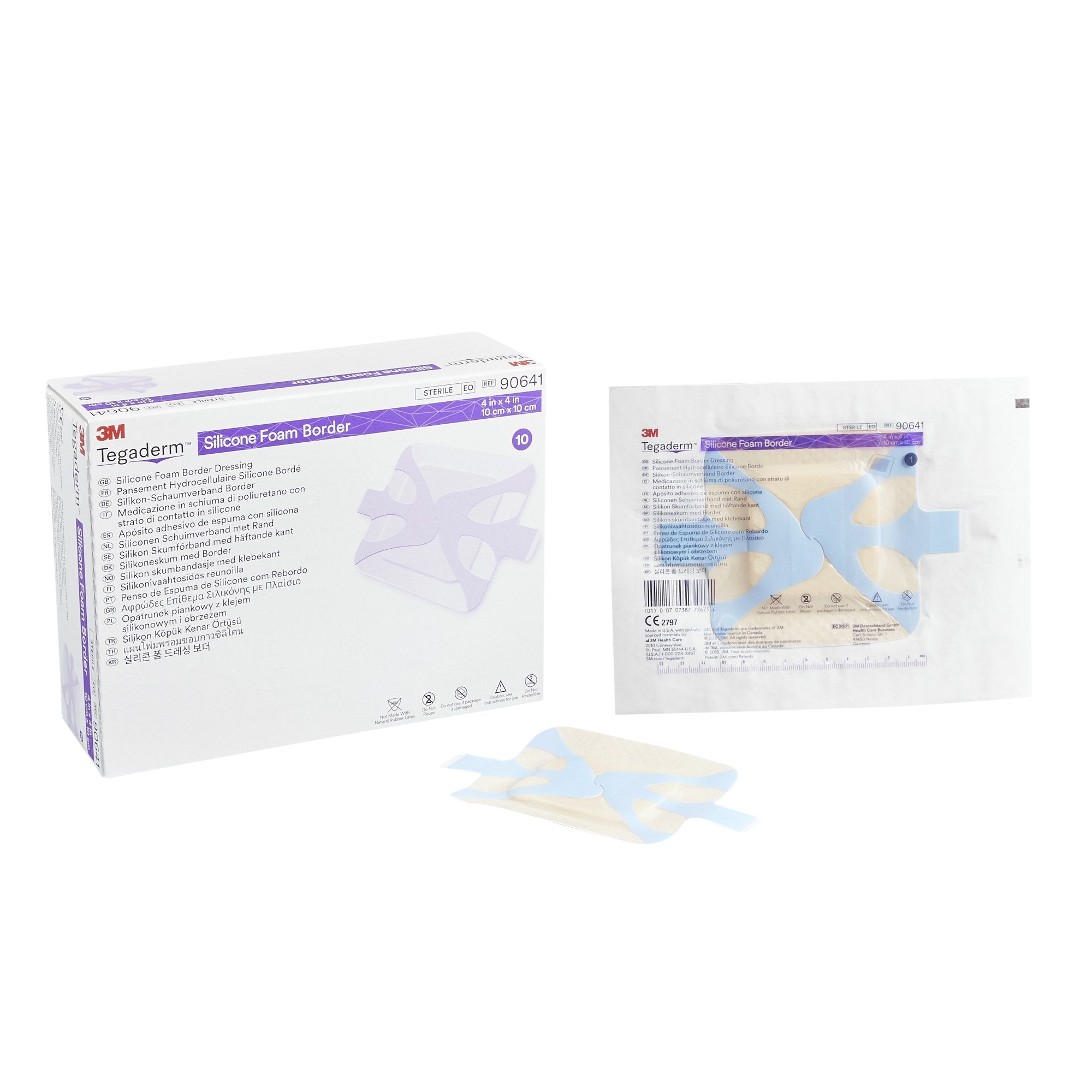 Solventum Corporation - Foam Dressing 3M™ Tegaderm™ 4 X 4 Inch With Border Film Backing Silicone Adhesive Square Sterile [1/EA]