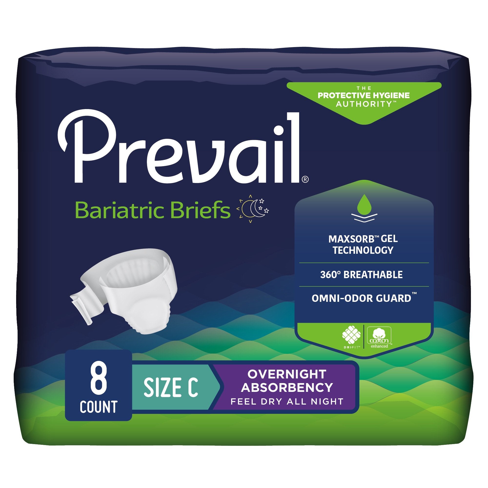 First Quality - Unisex Adult Incontinence Brief Prevail® Bariatric Bariatric Size C Disposable Heavy Absorbency [1/BG]