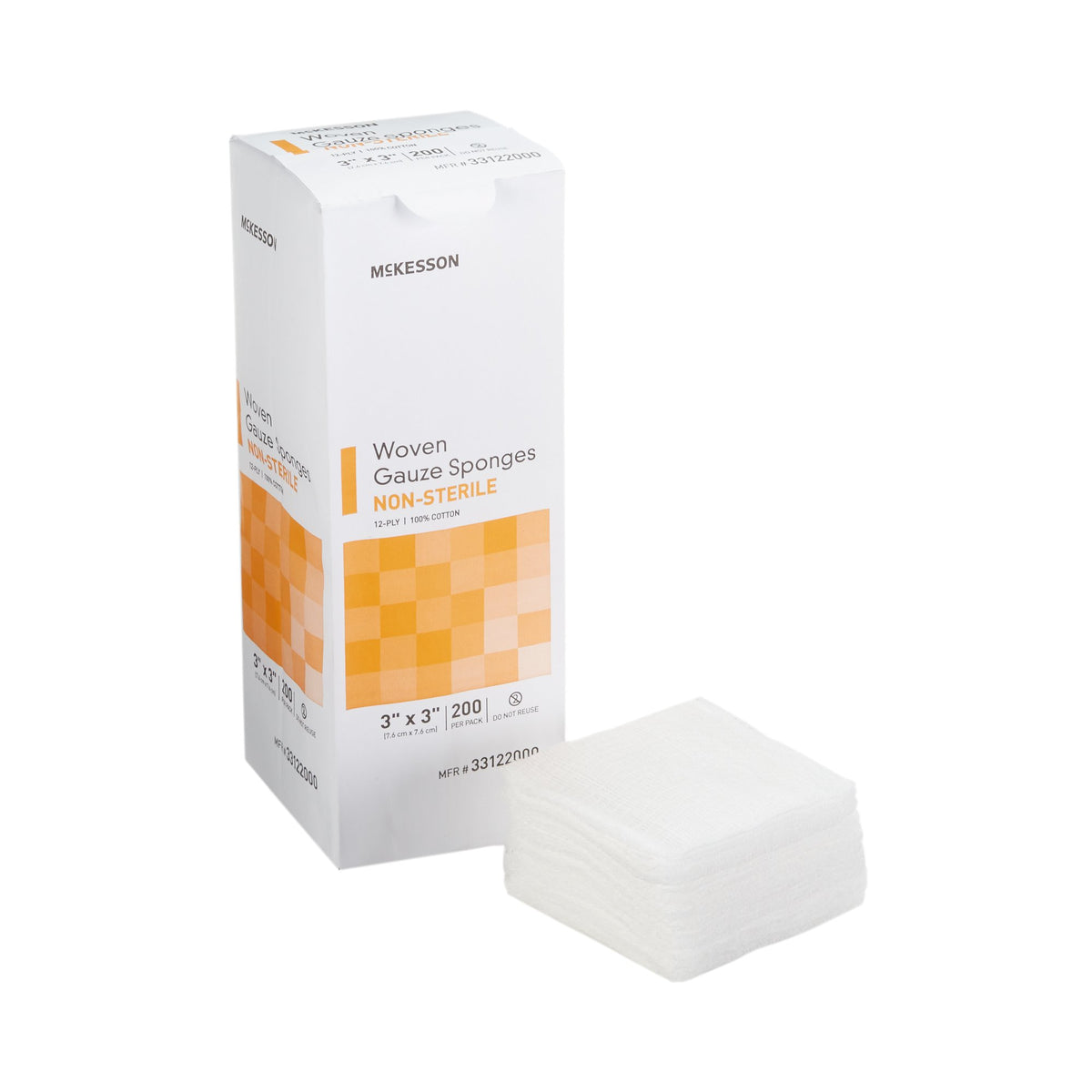 McKesson Brand - Gauze Sponge McKesson 3 X 3 Inch 12-Ply NonSterile 200 per Pack [200/BX]