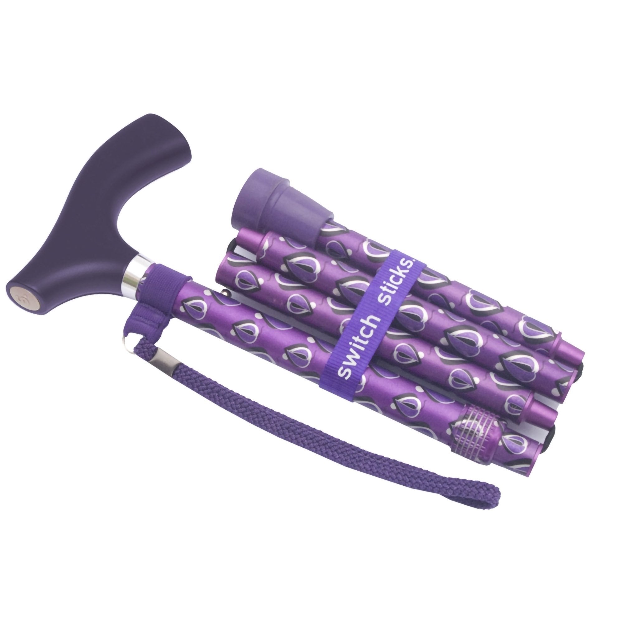 Mabis Healthcare - Folding Cane Switch Sticks® Aluminum 32 to 37 Inch Height Viking Print [1/EA]
