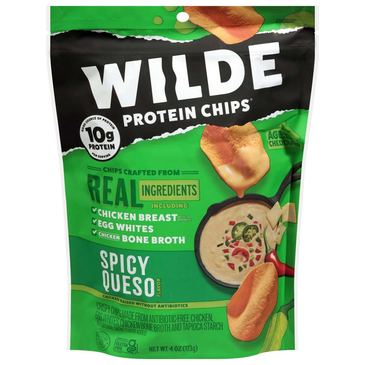 Wilde Spicy Queso Flavor Protein Chips 4 oz - Case of 12