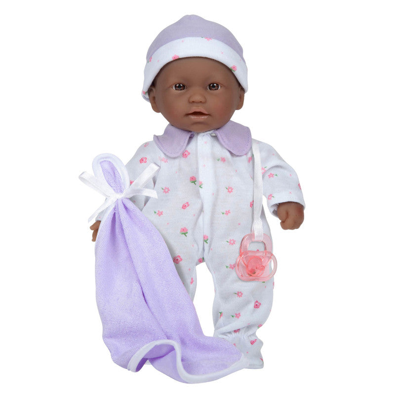 JC TOYS - La Baby Soft 11" Baby Doll, Purple with Blanket, African-American