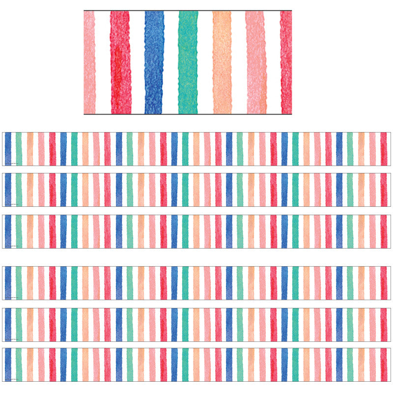 TEACHER CREATED RESOURCES - Watercolor Stripes Border Trim, 35 Feet Per Pack, 6 Packs