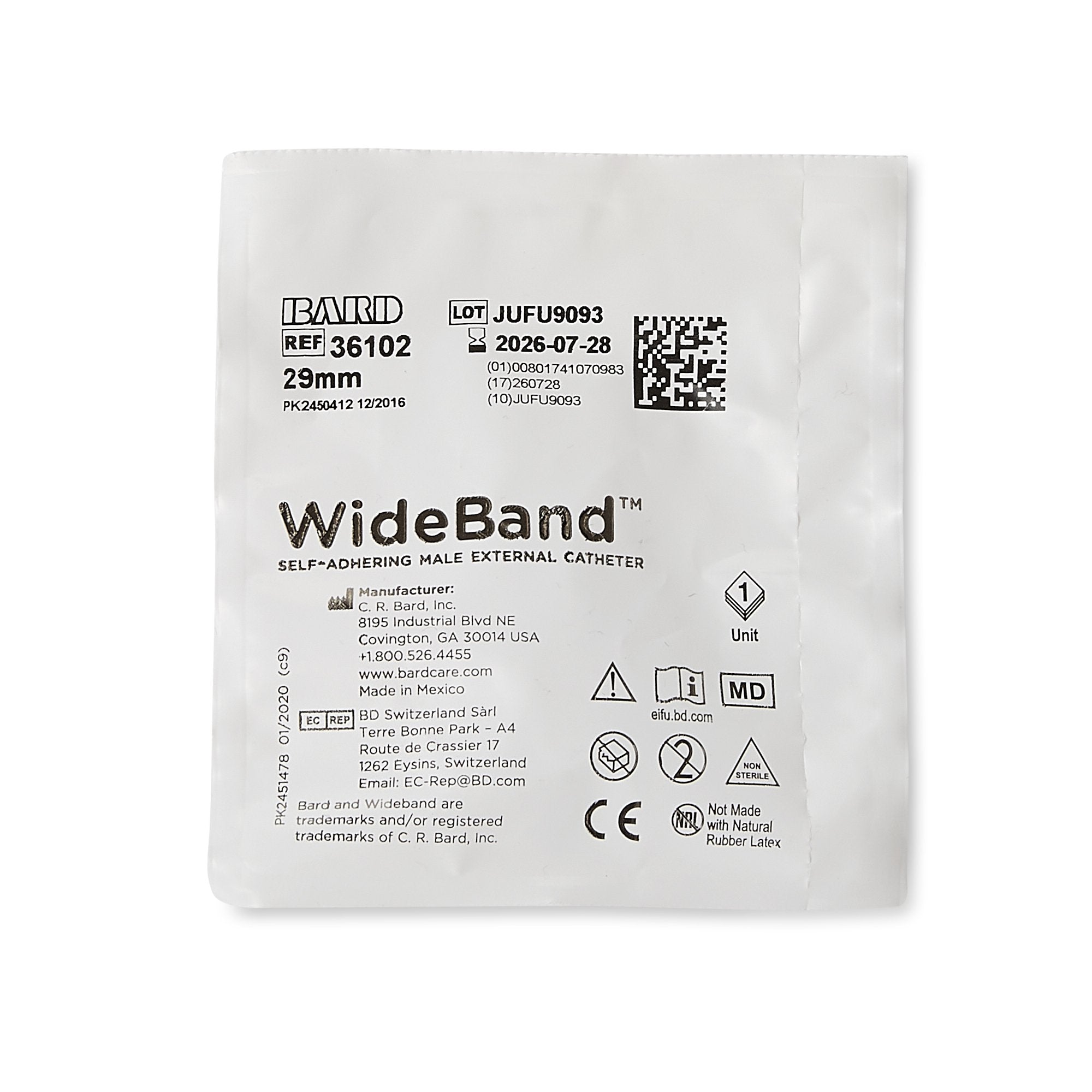 Bard - Male External Catheter Wide Band® Self-Adhesive Band Silicone Medium [1/EA] (334732_EA)