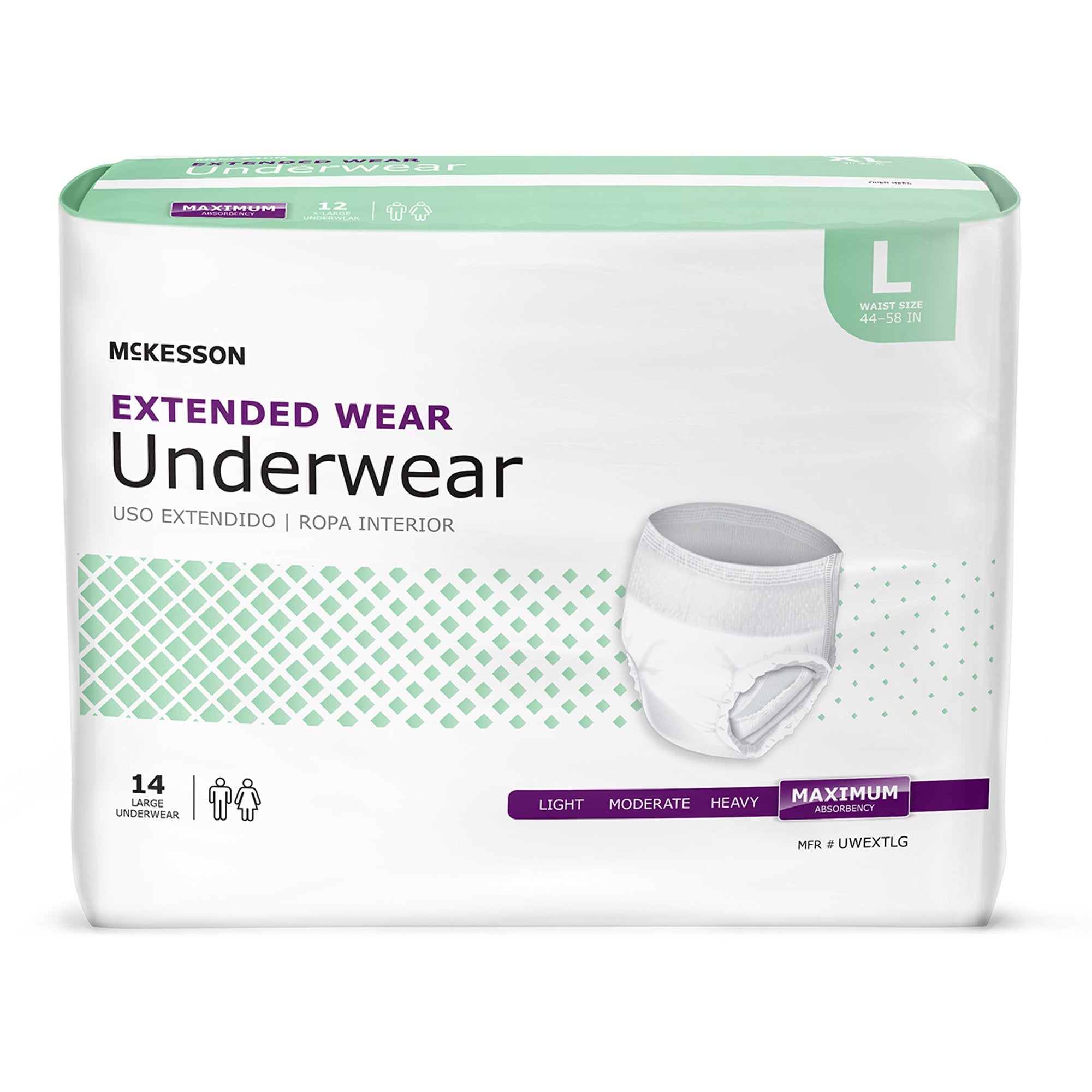 McKesson Brand - Unisex Adult Absorbent Underwear McKesson Pull On with Tear Away Seams Large Disposable Heavy Absorbency [14/BG]