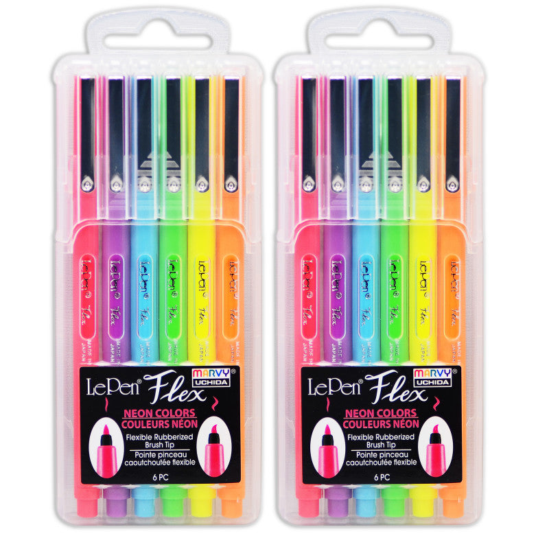 MARVY UCHIDA - LePen® Flex, 6 Neon Colors Per Pack, 2 Packs