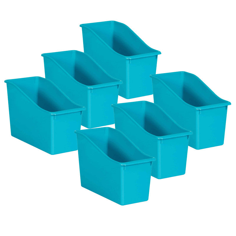 TEACHER CREATED RESOURCES - Teal Plastic Book Bin, Pack of 6