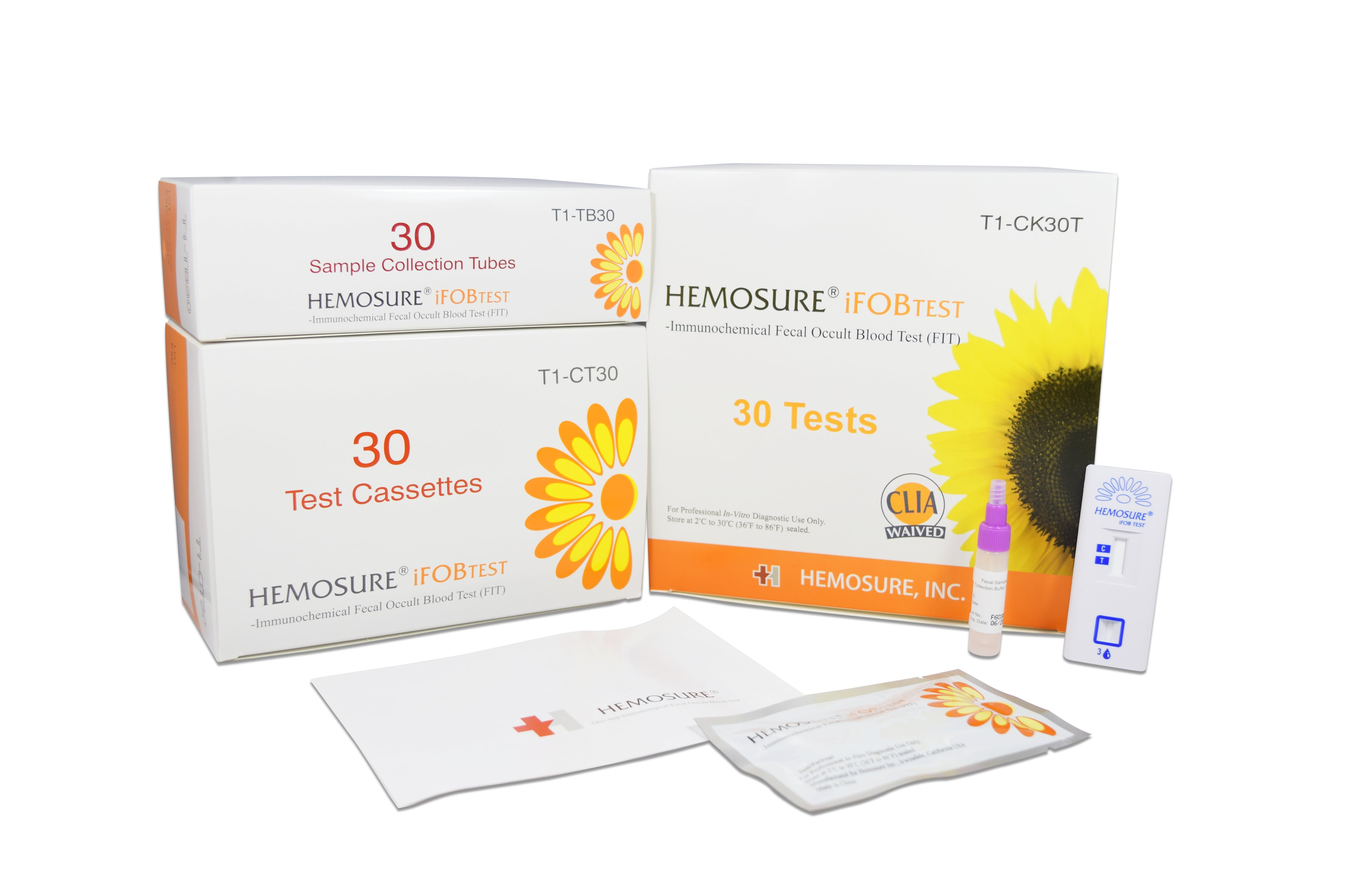 Hemosure - Cancer Screening Test Kit Hemosure® Fecal Occult Blood Test (iFOB or FIT) 30 Tests CLIA Waived [1/BX] (665865_BX)