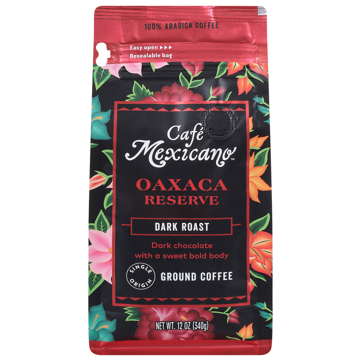 Cafe Mexicano Dark Roast Ground 100% Arabica Oaxaca Reserve Ground Coffee 12 oz - Case of 6