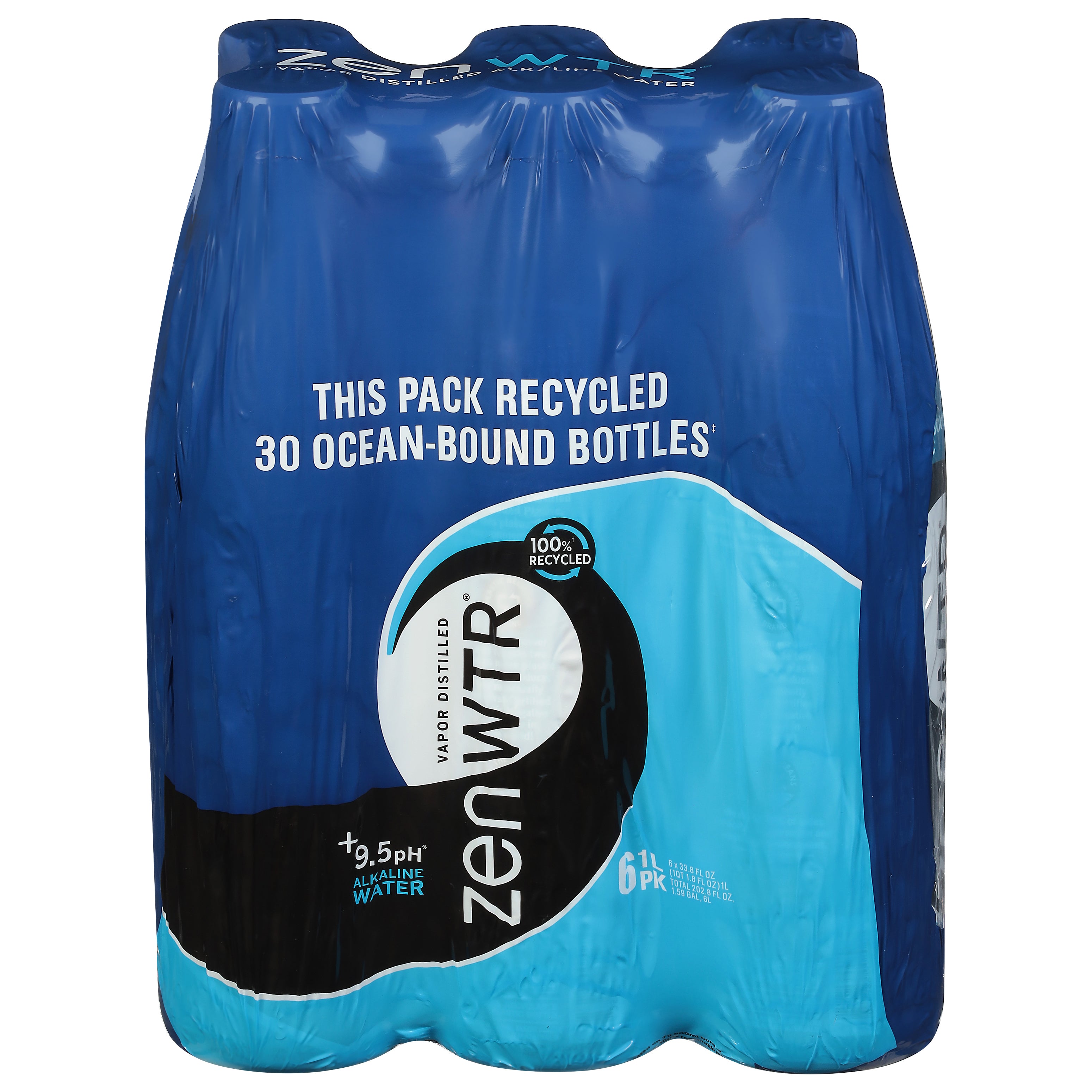 Zen Wtr Vapor Distilled 9.5 pH Alkaline Water 6 - 1 l Bottles - Case of 2