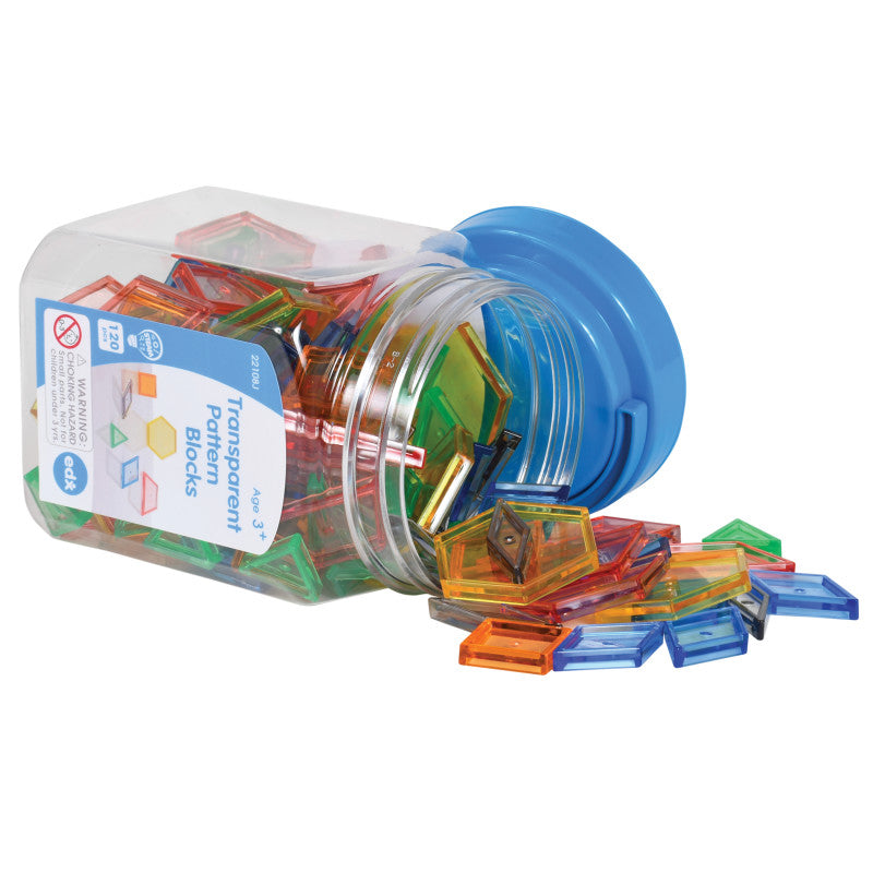 EDXEDUCATION - Transparent Pattern Blocks - Mini Jar - Set of 120