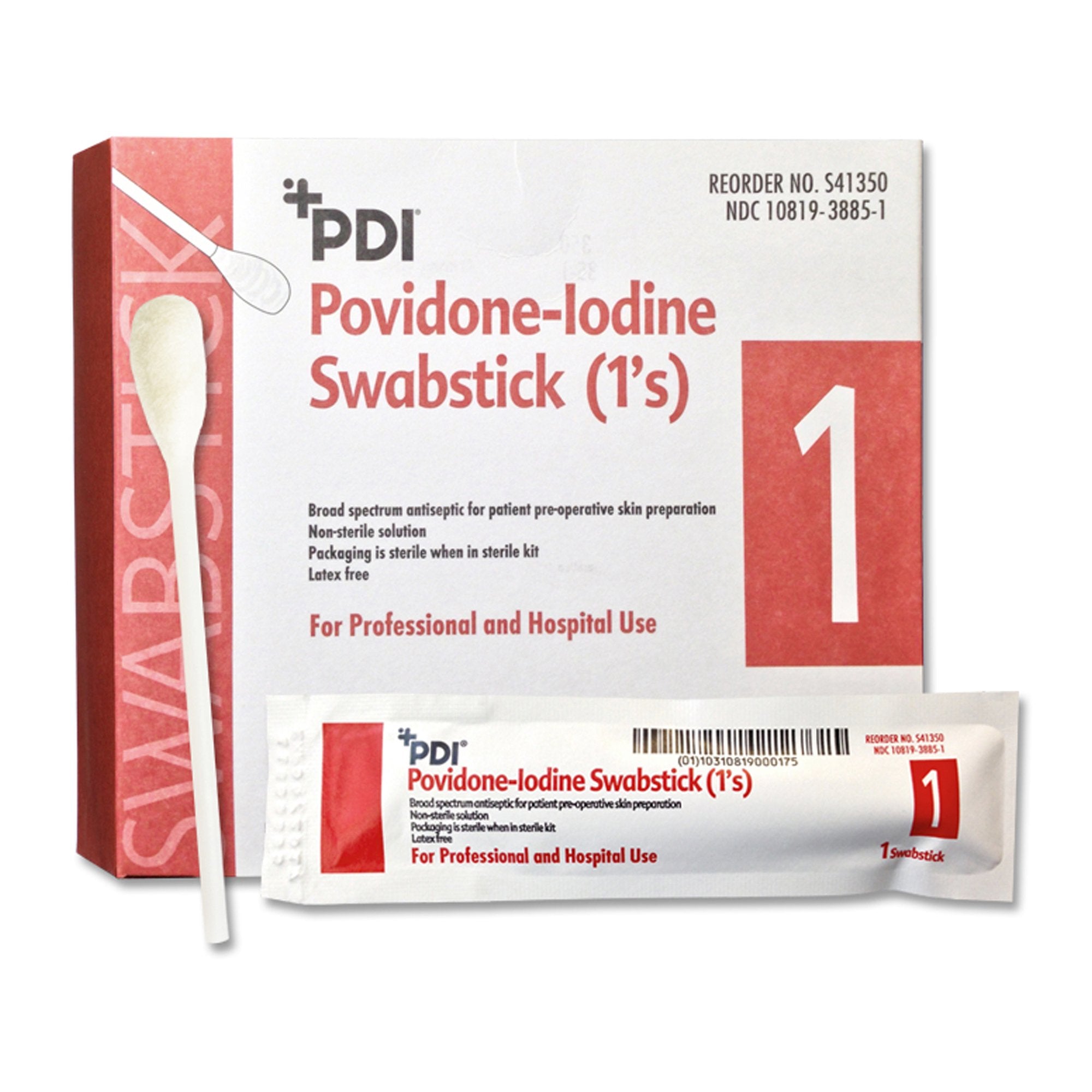 Professional Disposables - Impregnated Swabstick PDI® 10% Strength Povidone-Iodine Individual Packet NonSterile [50/BX]