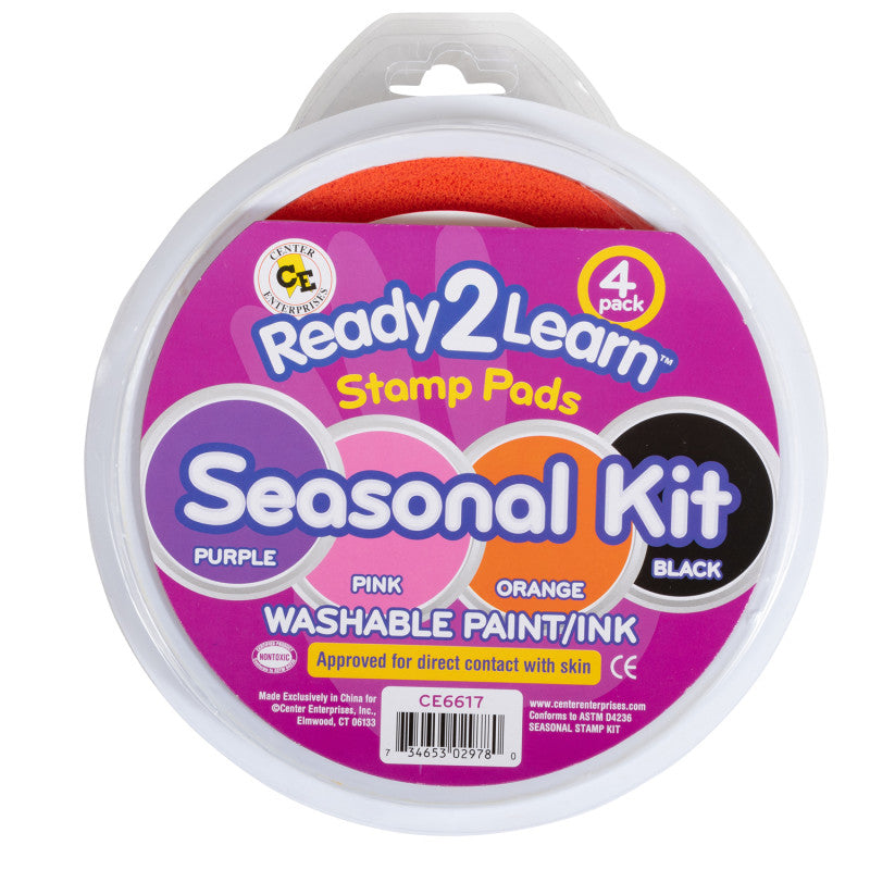 READY 2 LEARN - Jumbo Circular Washable Stamp Pads - Seasonal - Set of 4