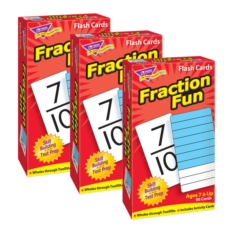 TREND - Fraction Fun Skill Drill Flash Cards, 3 Packs