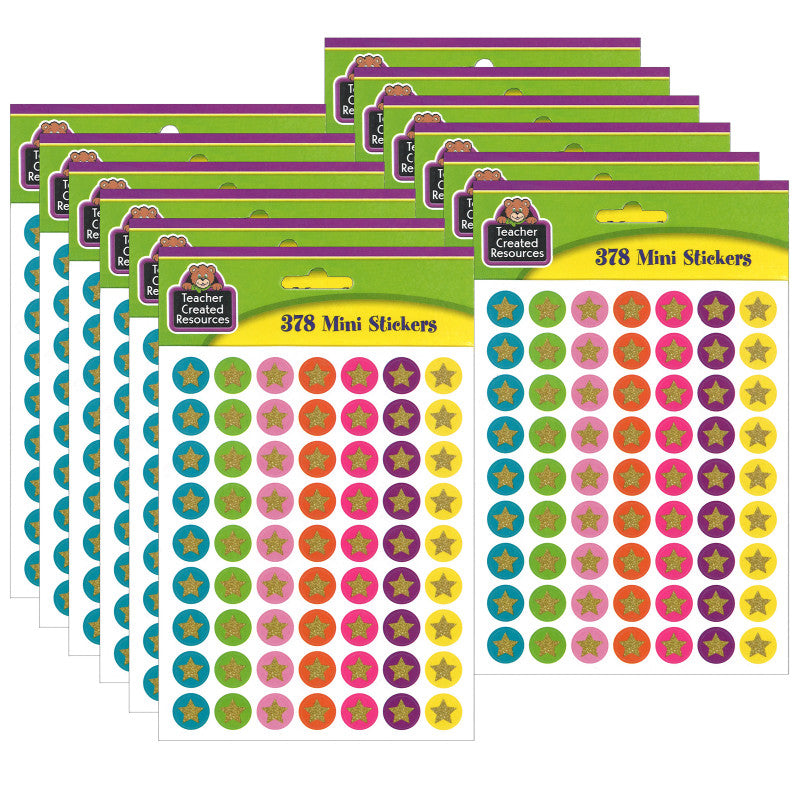 TEACHER CREATED RESOURCES - Confetti Stars Mini Stickers, 378 Per Pack, 12 Packs