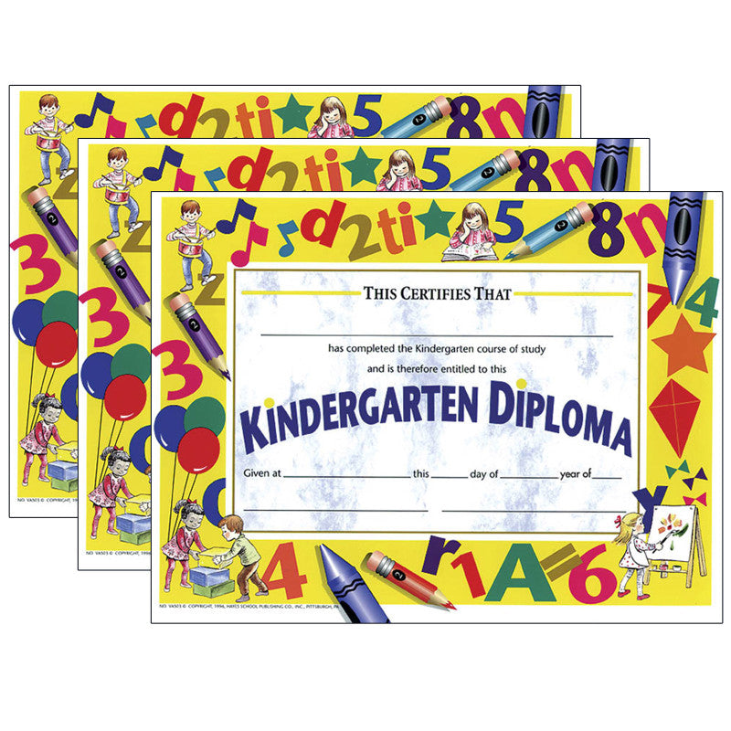 HAYES PUBLISHING - Kindergarten Diploma, 8.5" x 11", 30 Per Pack, 3 Packs (H-VA503-3)