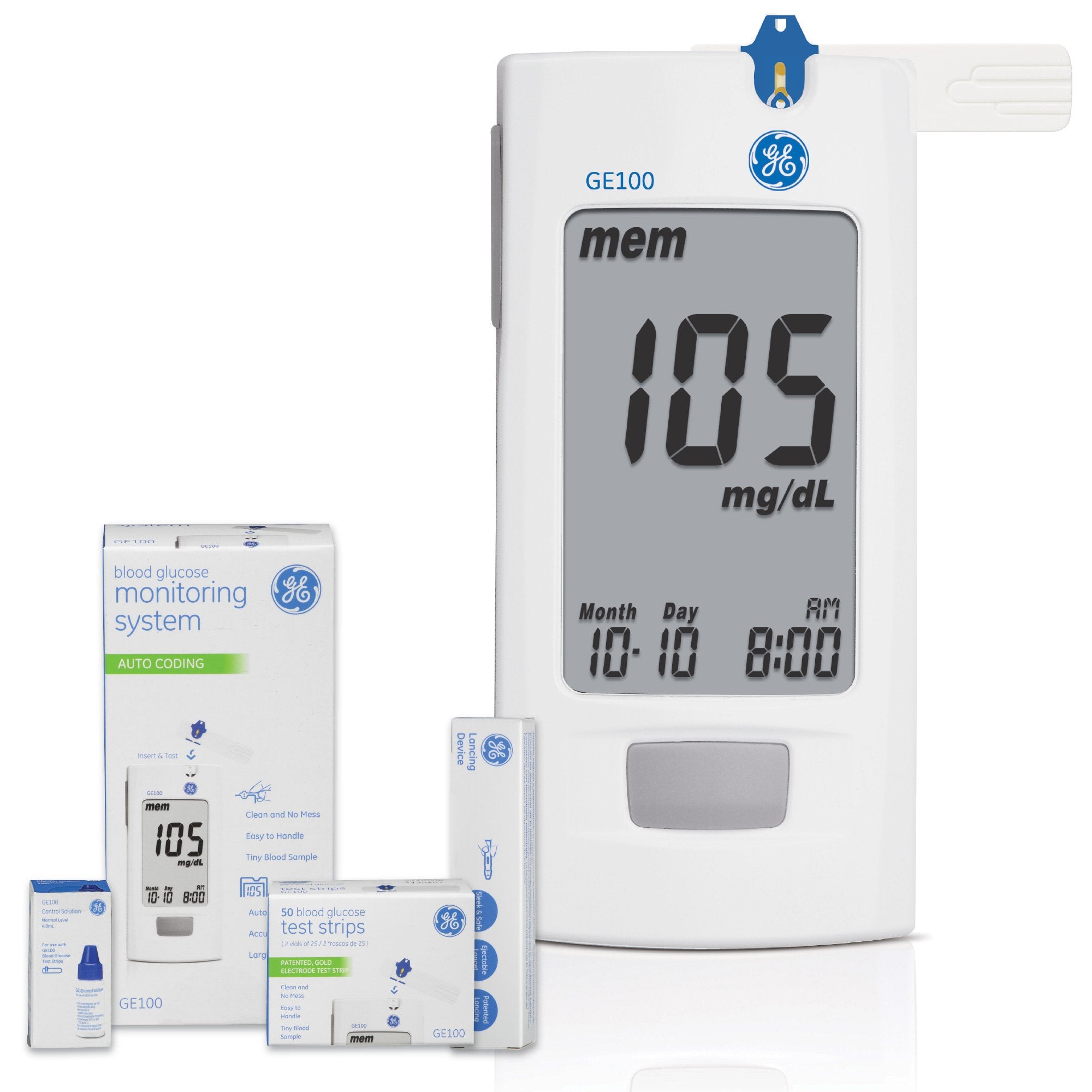 Veridian Healthcare LLC - Blood Glucose Meter Kit GE100 5 Seconds 500 Memory Storage No Coding Required [1/ST]