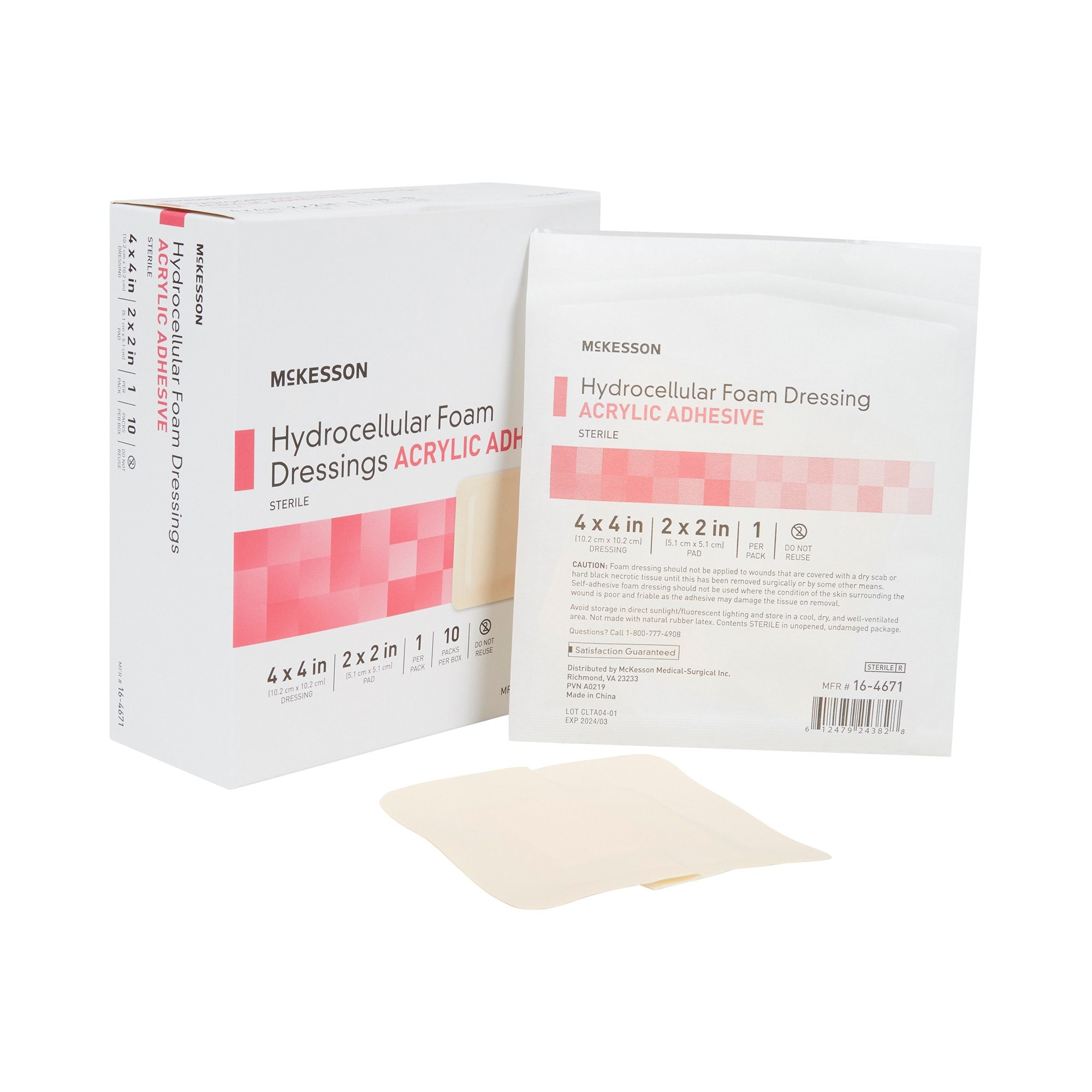 McKesson Brand - Foam Dressing McKesson 4 X 4 Inch With Border Film Backing Acrylic Adhesive Square Sterile [1/EA]
