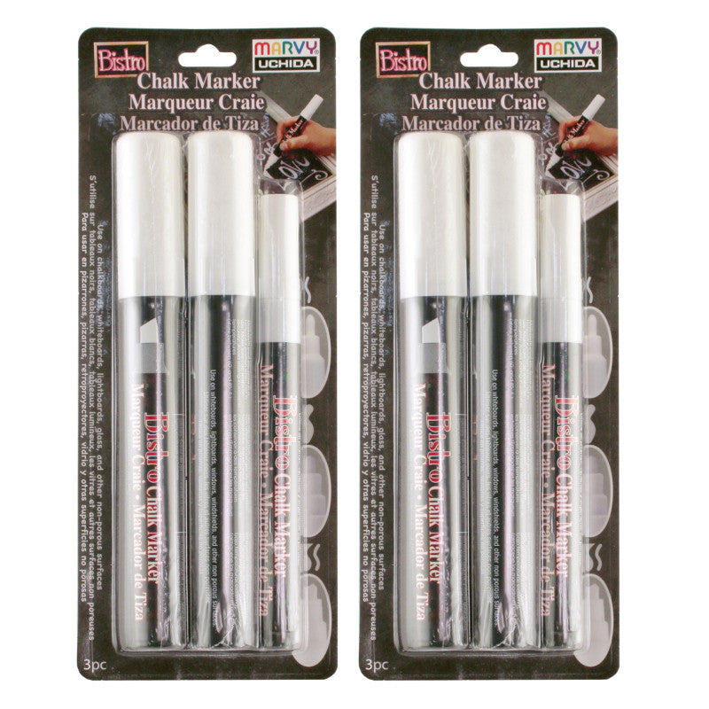 MARVY UCHIDA - Bistro Chalk Marker Combo Set, 3 Per Set, 2 Sets