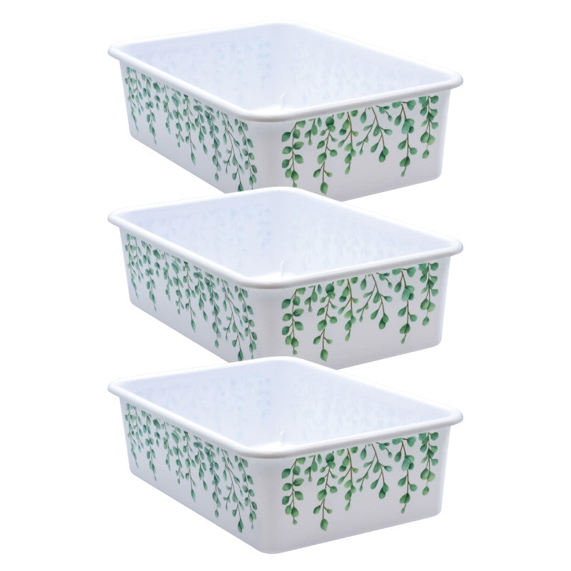 TEACHER CREATED RESOURCES - Eucalyptus Large Plastic Storage Bin, Pack of 3