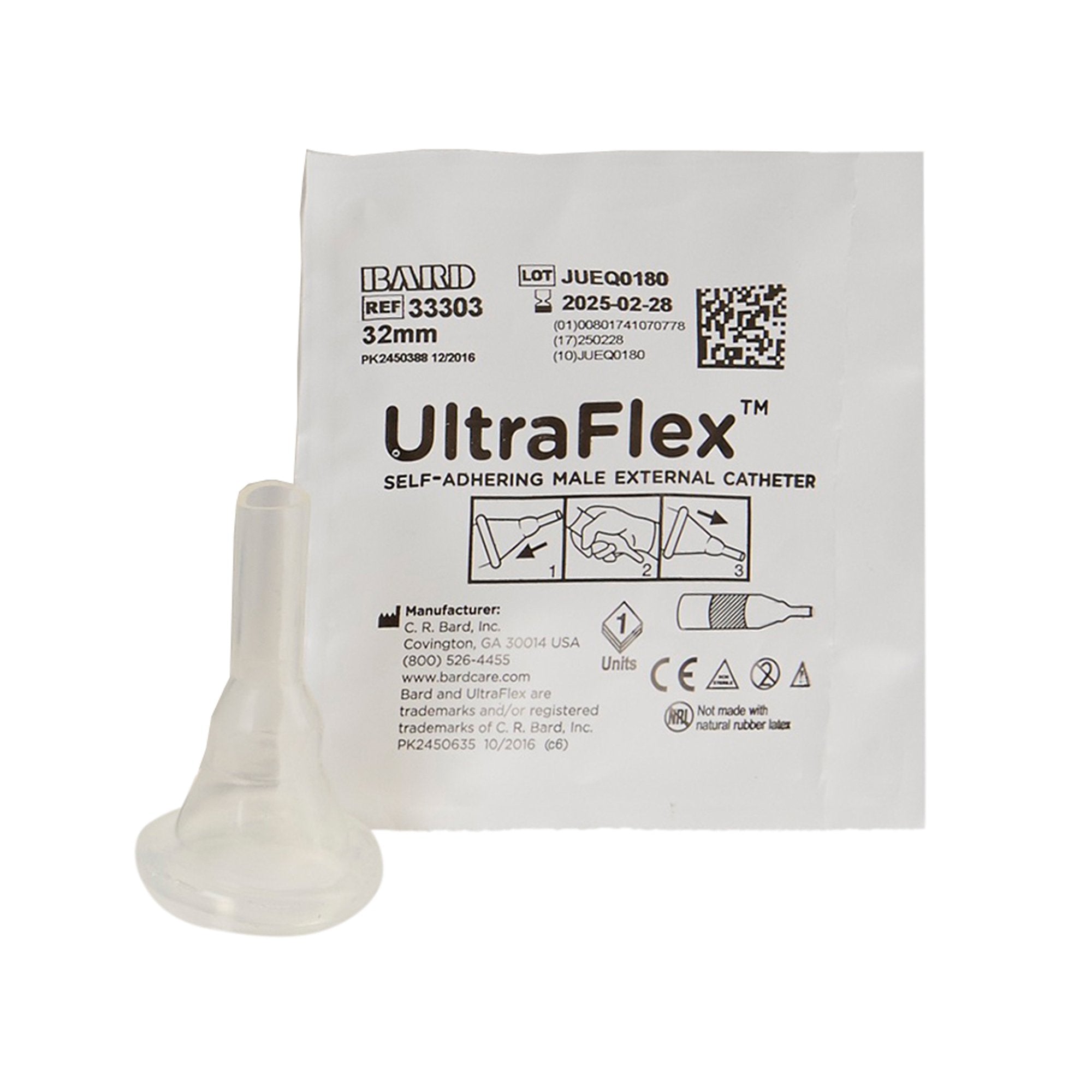 Bard - Male External Catheter UltraFlex® Self-Adhesive Band Silicone Intermediate [30/BX]