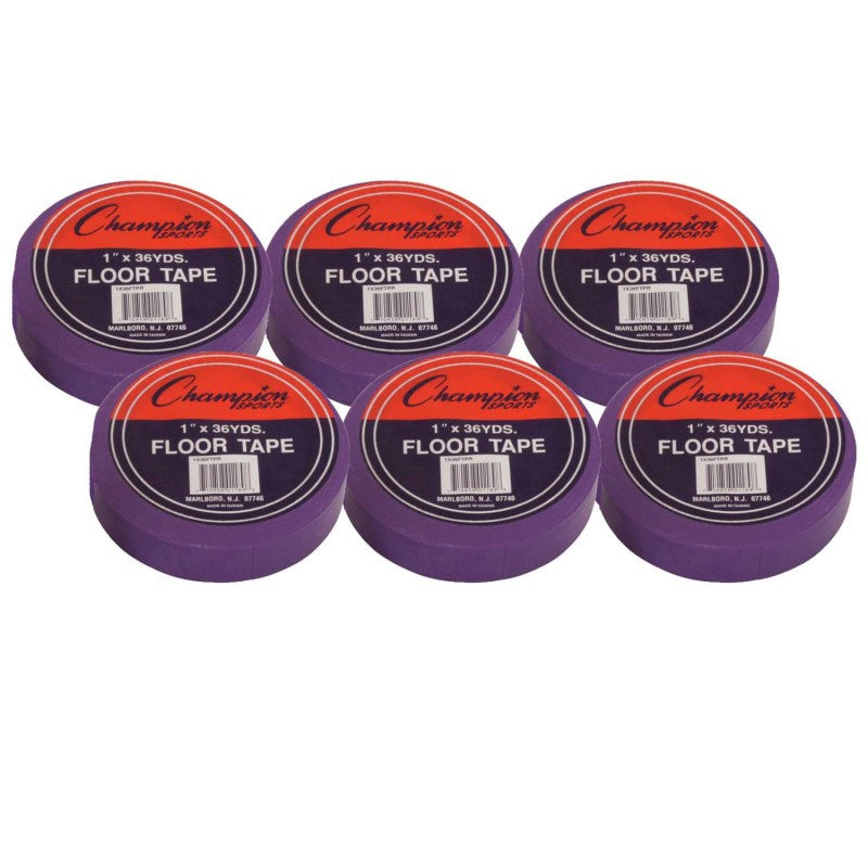 CHAMPION SPORTS - Floor Marking Tape, 1" x 36 yd, Purple, 6 Rolls