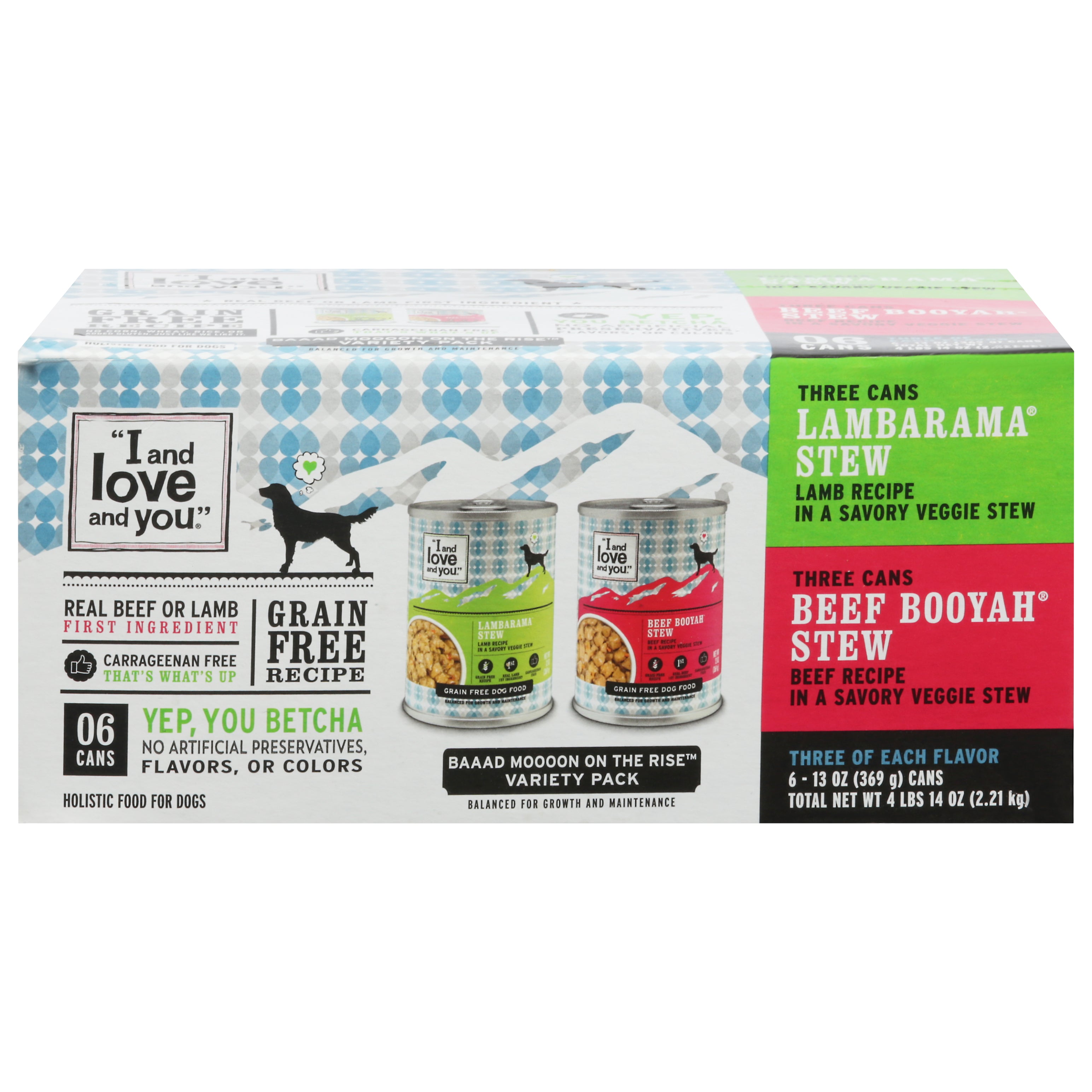 I and Love and You Grain Free Recipe Baaad Moooon on the Rise Holistic Food for Dogs Variety Pack 6 - 13 oz - Case of 2